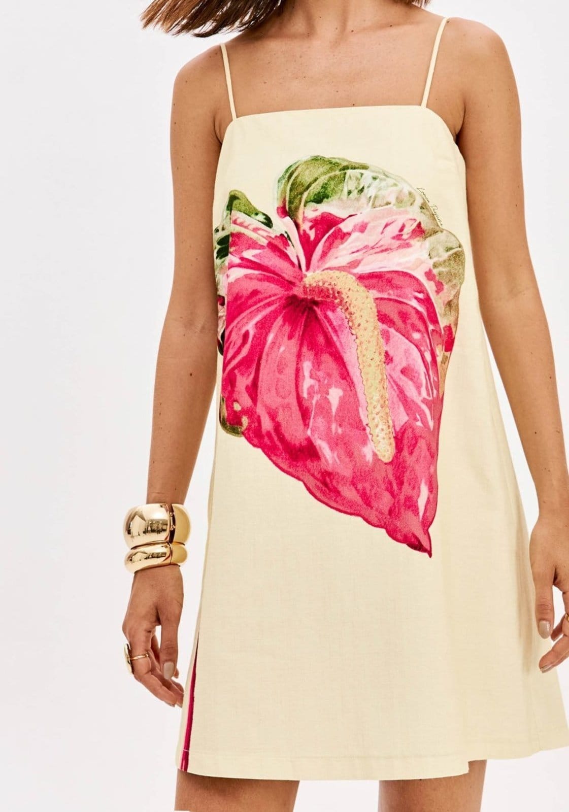 Vista 2 Vestido Curto De Alças Estampado Lança Perfume rosa