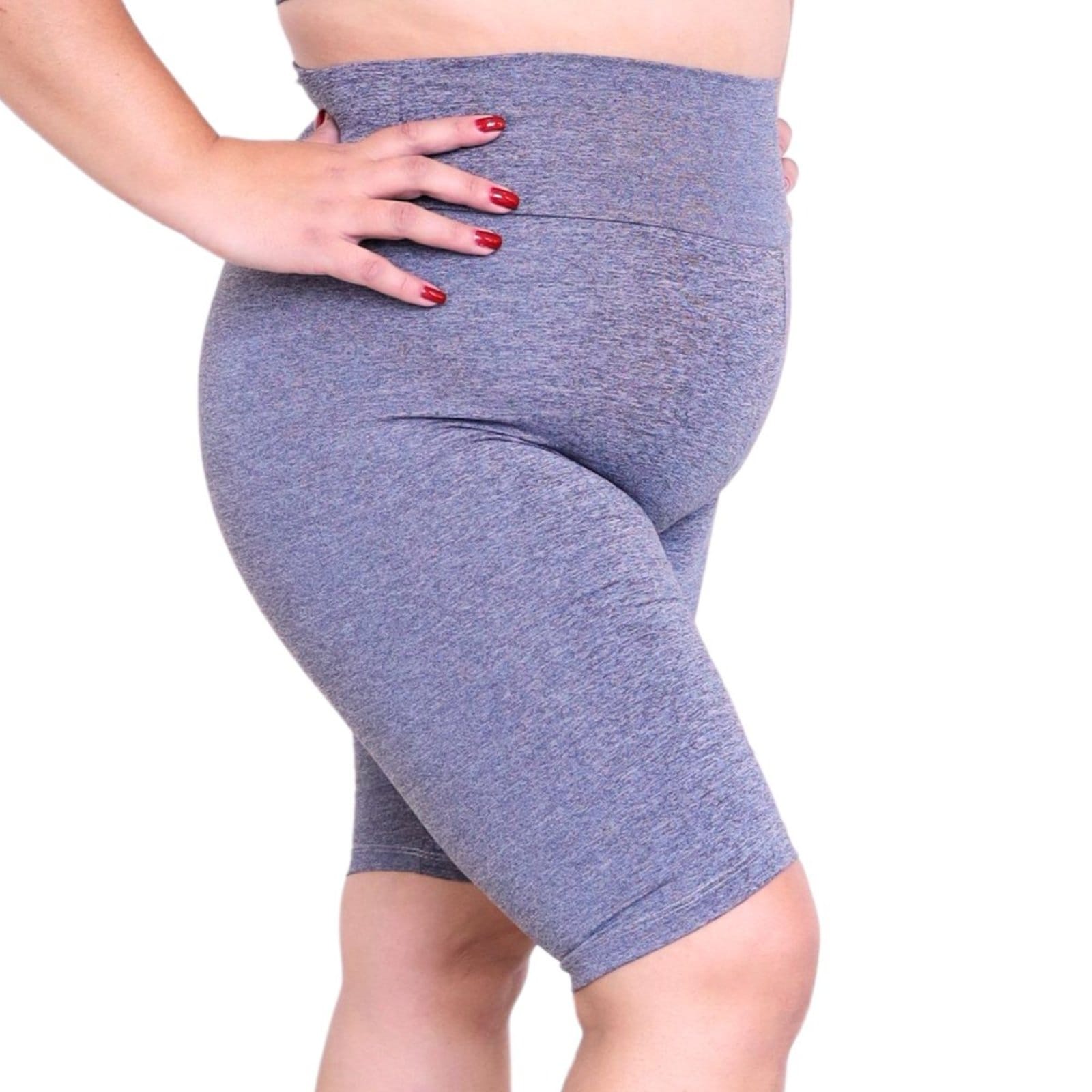 Bermuda Plus Size Heide Ribeiro Linha Silver Academia Cinza Mescla