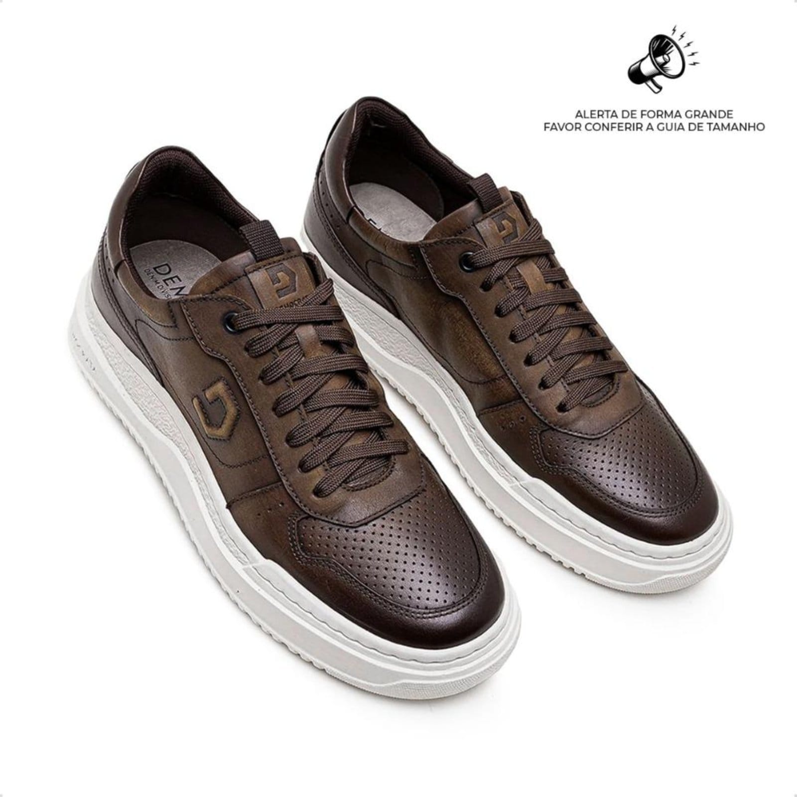 Vista 2 Tênis De Couro Democrata Masculino Denim Block 240501 Marrom DEMOCRATA marrom denim