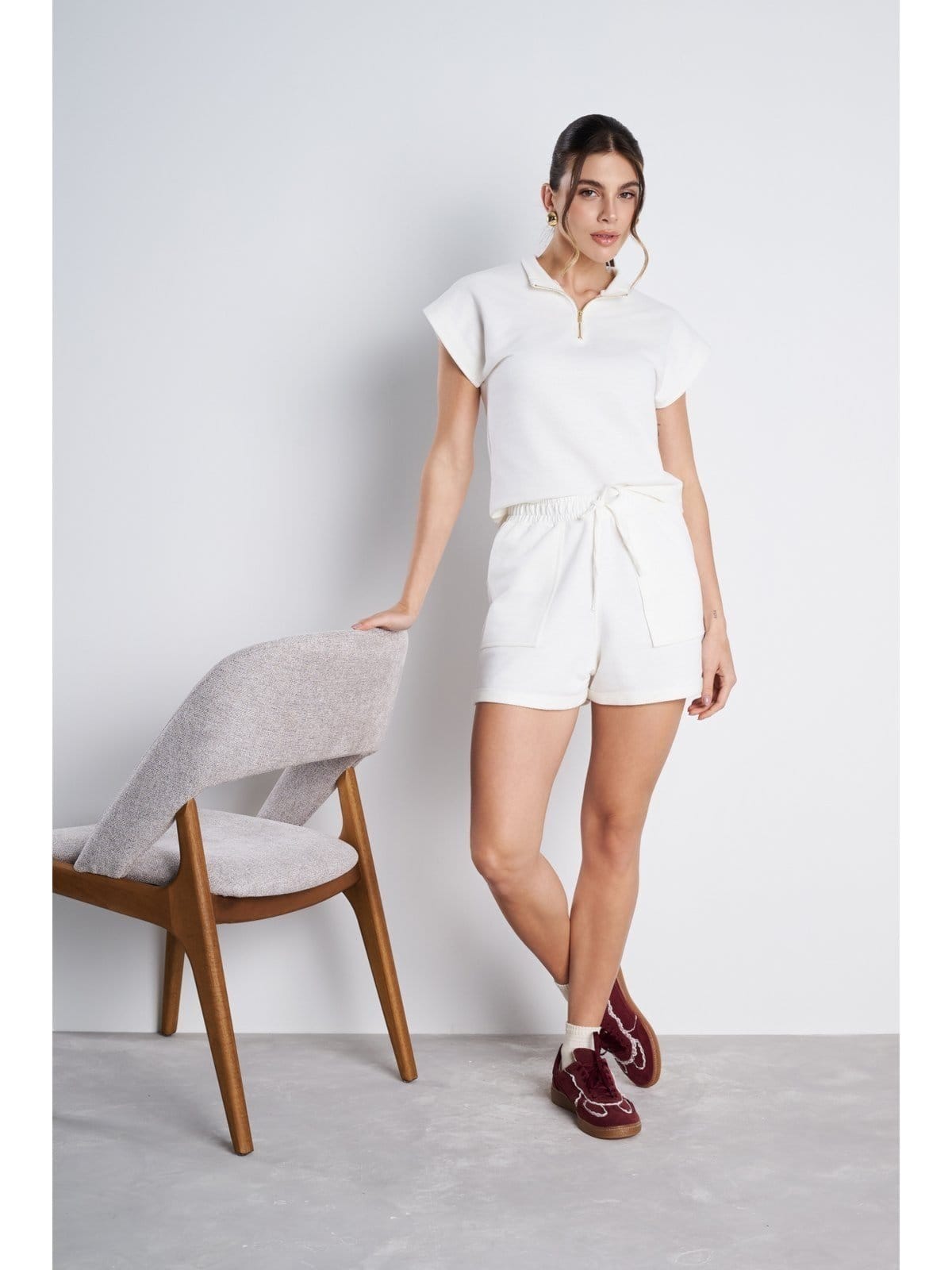 Vista 2 Conjunto Feminino Meujeans Amora Moletinho Off White Meu Jeans off-white white