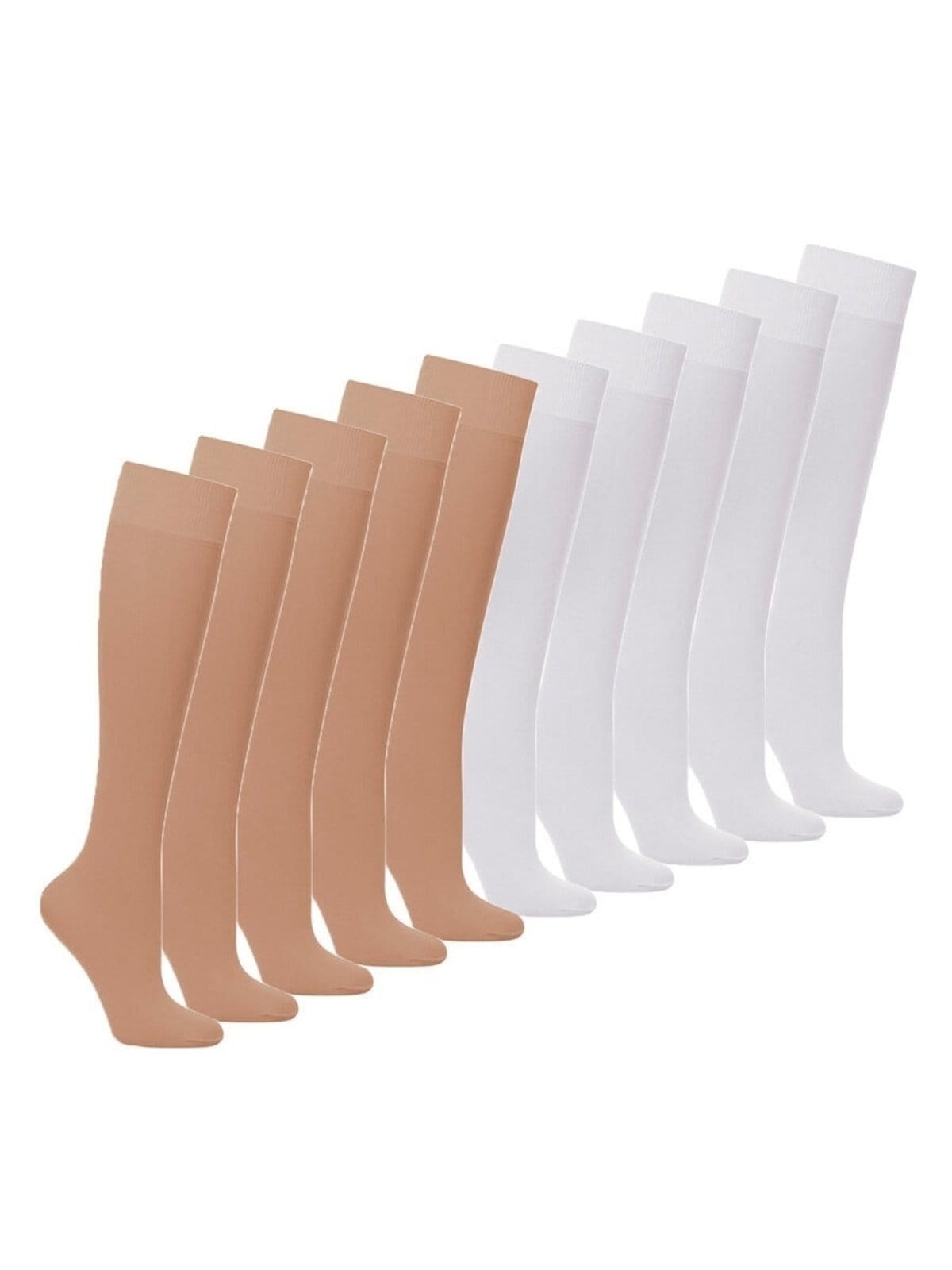 Vista principal Kit com 10 Meias 3/4 Fio 20 Loba Lupo bege