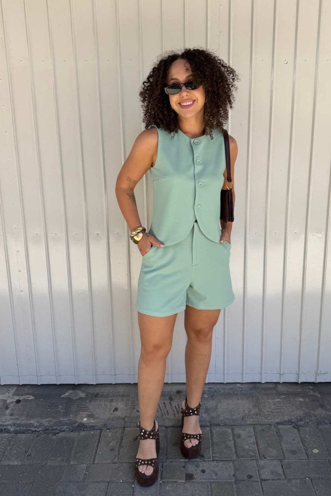 Vista 2 Short Vanibele Malha Água Vanibele verde