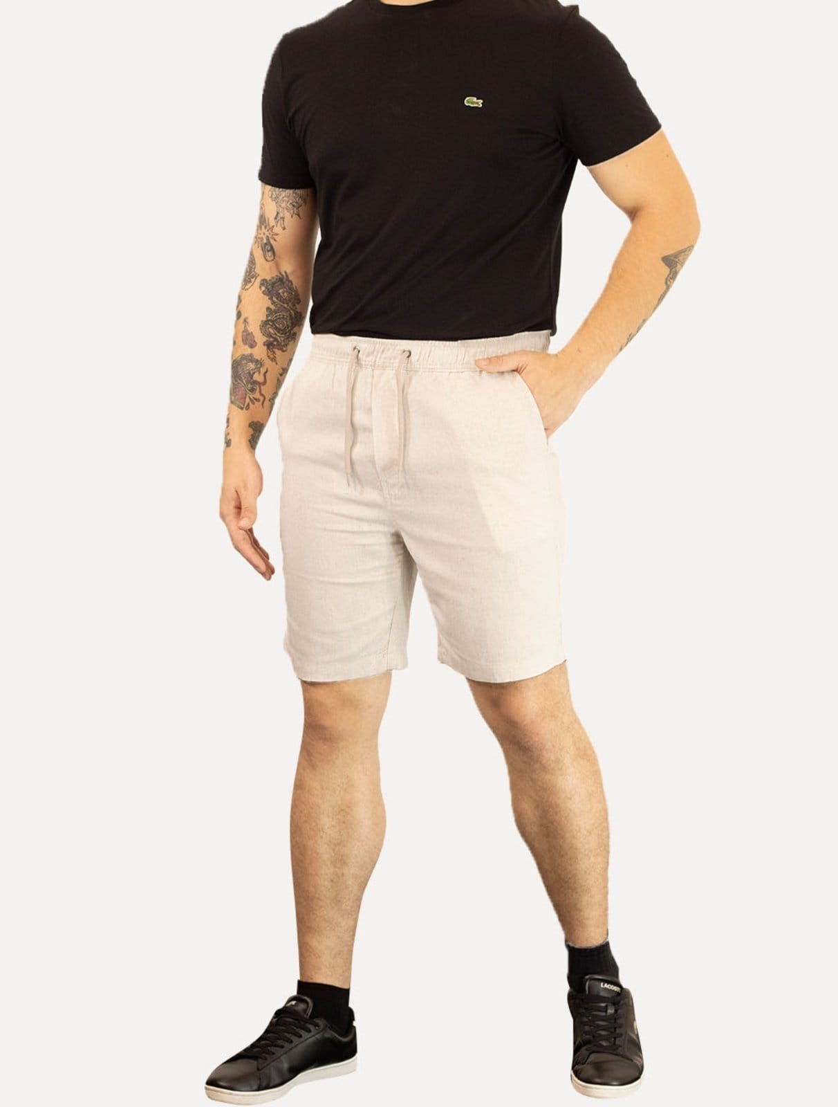 Bermuda Calvin Klein Jeans Masculina Elástico Linen Tag Mescla