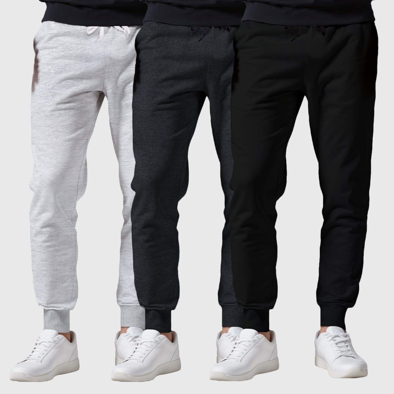 Vista principal Kit 3 Calças Moletom Flanelado Masculino Lisas Benellys Chumbo Cinza Benellys preto