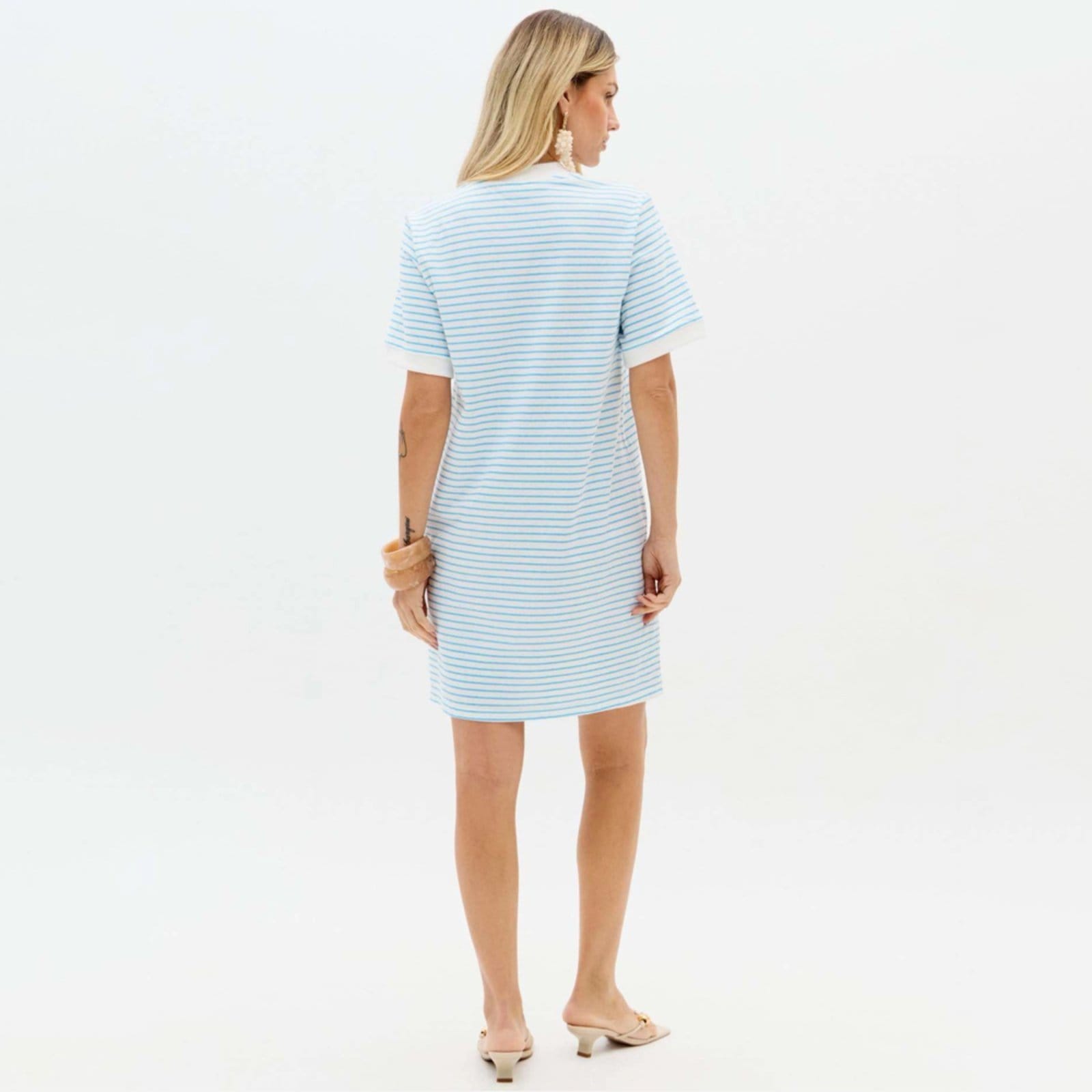 Vista 2 Vestido Curto Lança Perfume Listrado Ve26 Off White Feminino Lança Perfume amarelo white