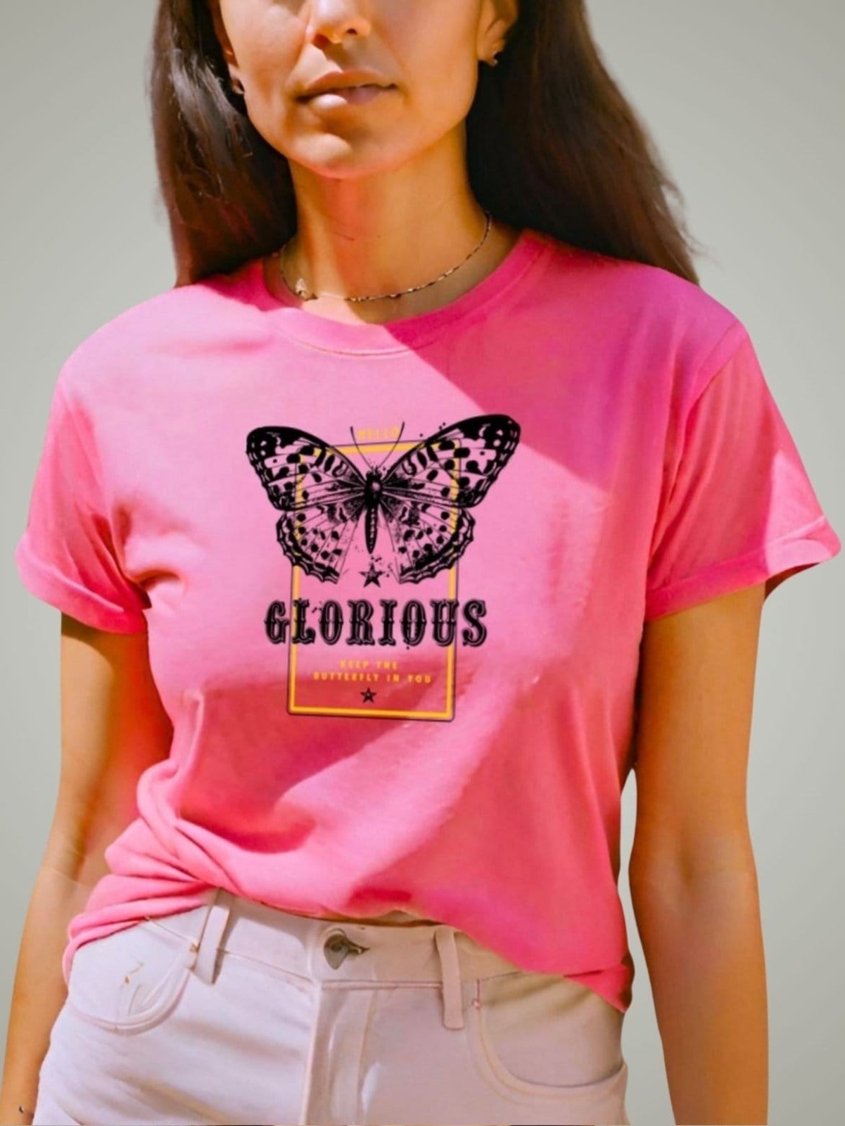 Camiseta Feminina T-shirt Plus Size GuGi Borboleta Estampada Camisa Blusa