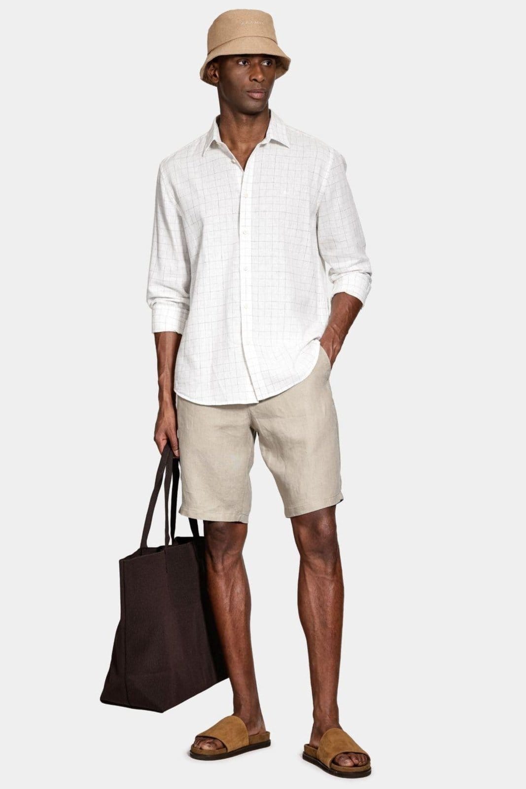 Vista 2 Camisa Aramis Manga Longa Regular Linho Xadrez Aramis branco