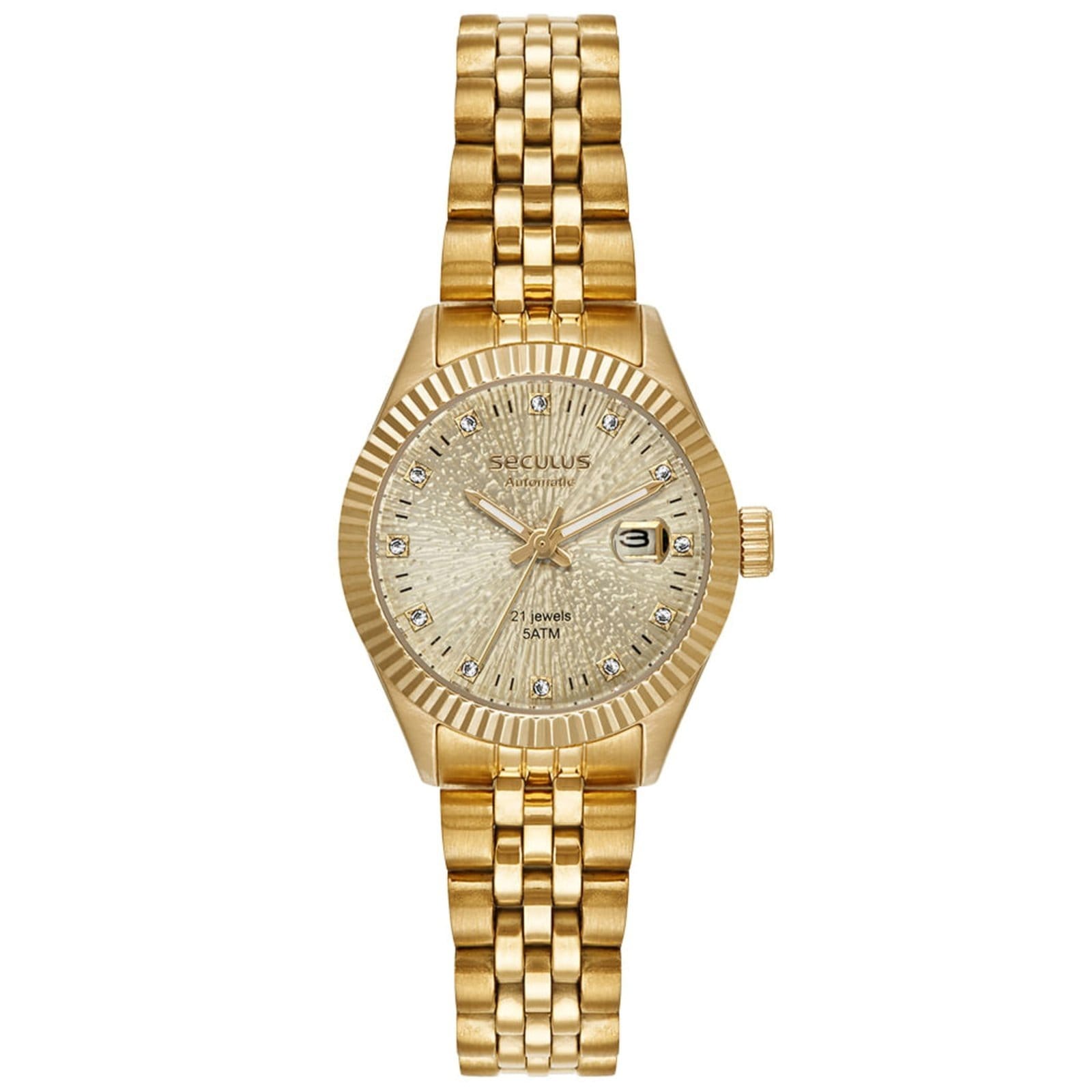 Relógio Feminino Seculus Automático Fundo Transparente