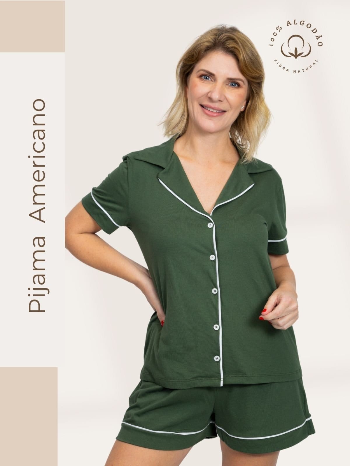 Pijama Piante Algodão Feminino Americano Curto