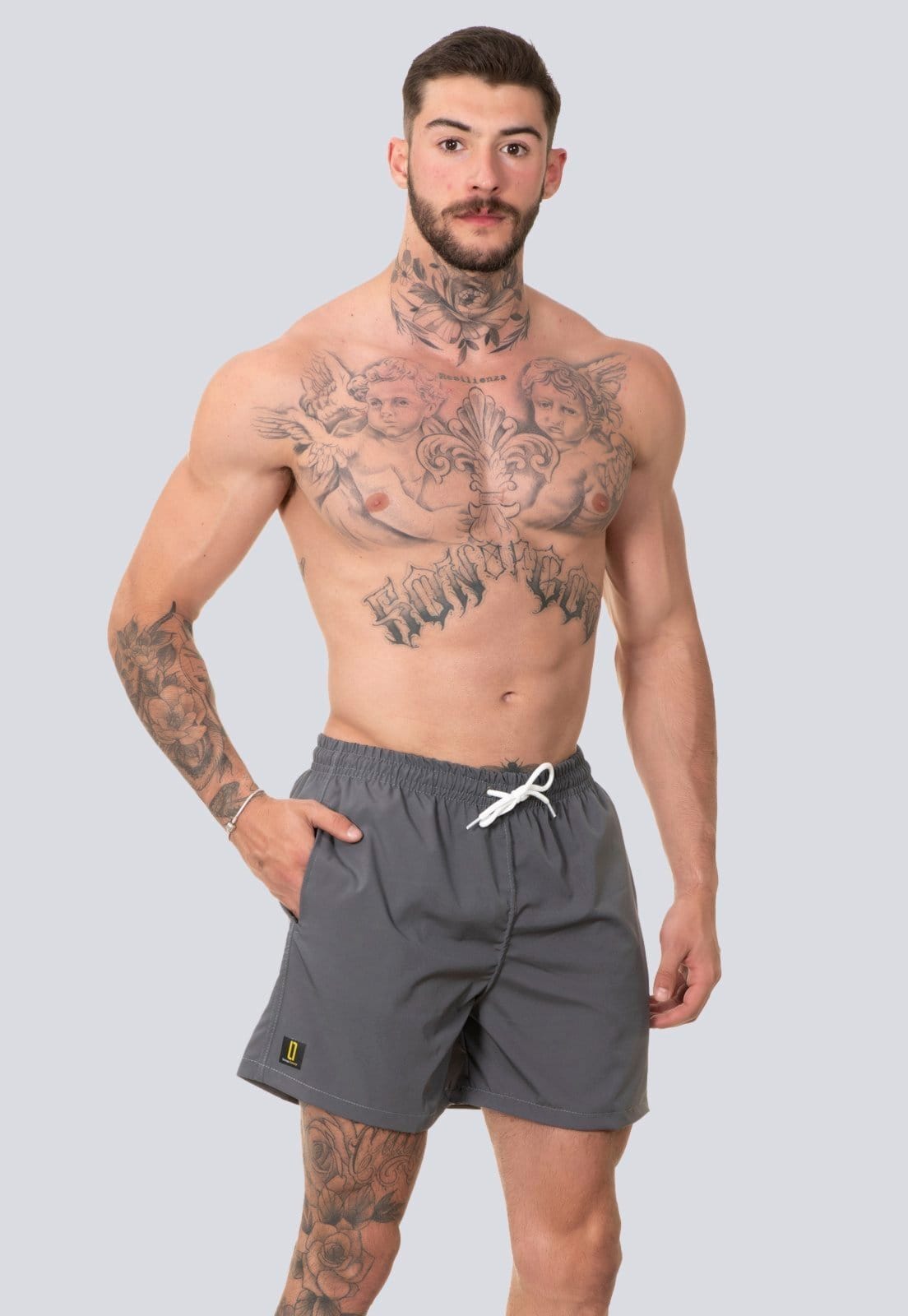 Vista 2 Kit 2 Short Masculino Bermuda Praia Mauricinho Jr Rf150 Cinza Lucas Lunny azul