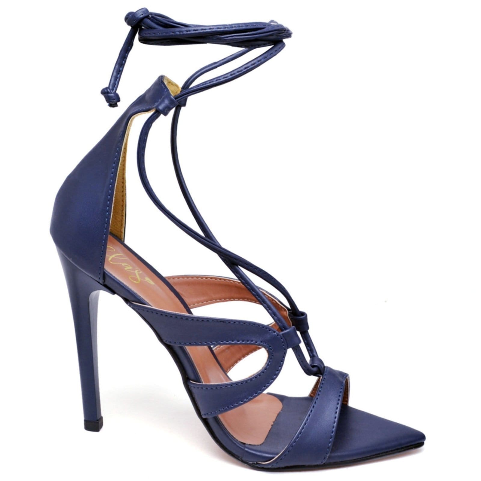 Vista 2 Sandália Bico Folha Salto Alto Napa Navy ZAFREM azul navy