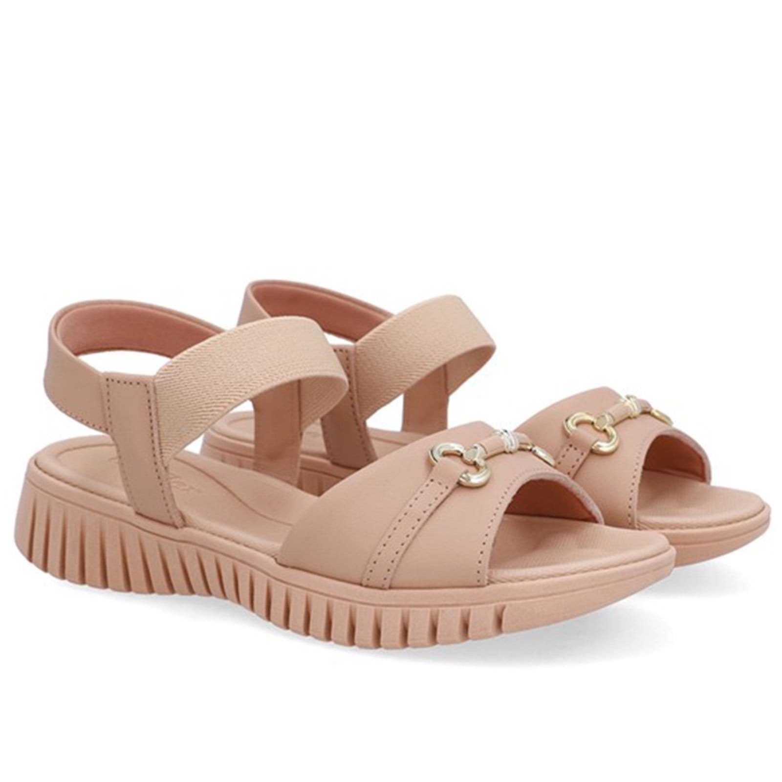 Vista 2 Sandália De Couro Rasteira Usaflex Conforto Enfeite Blush - 006 Usaflex bege