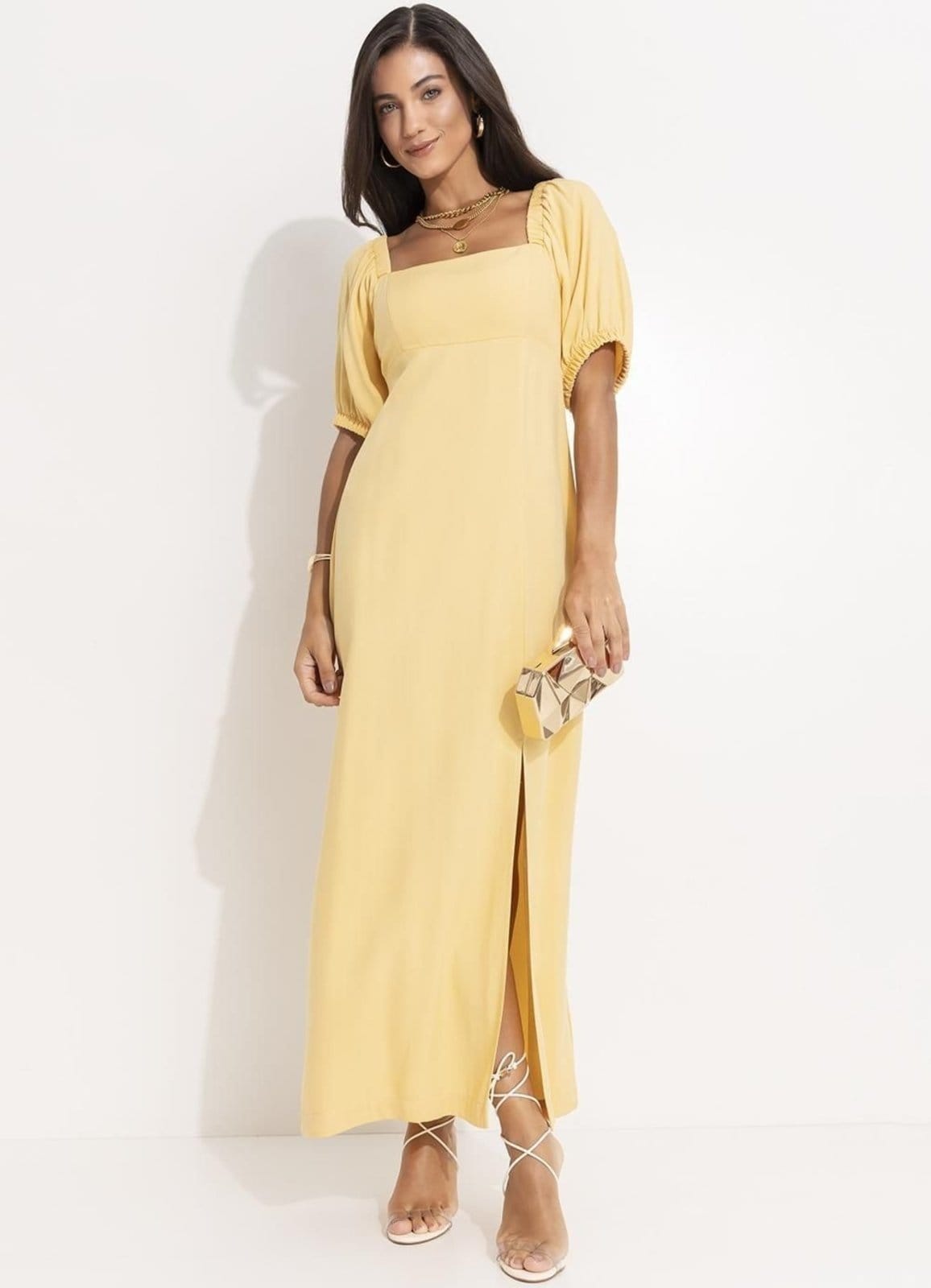 Vestido Feminino Panna Cotta Em Viscose Plana Sarjada