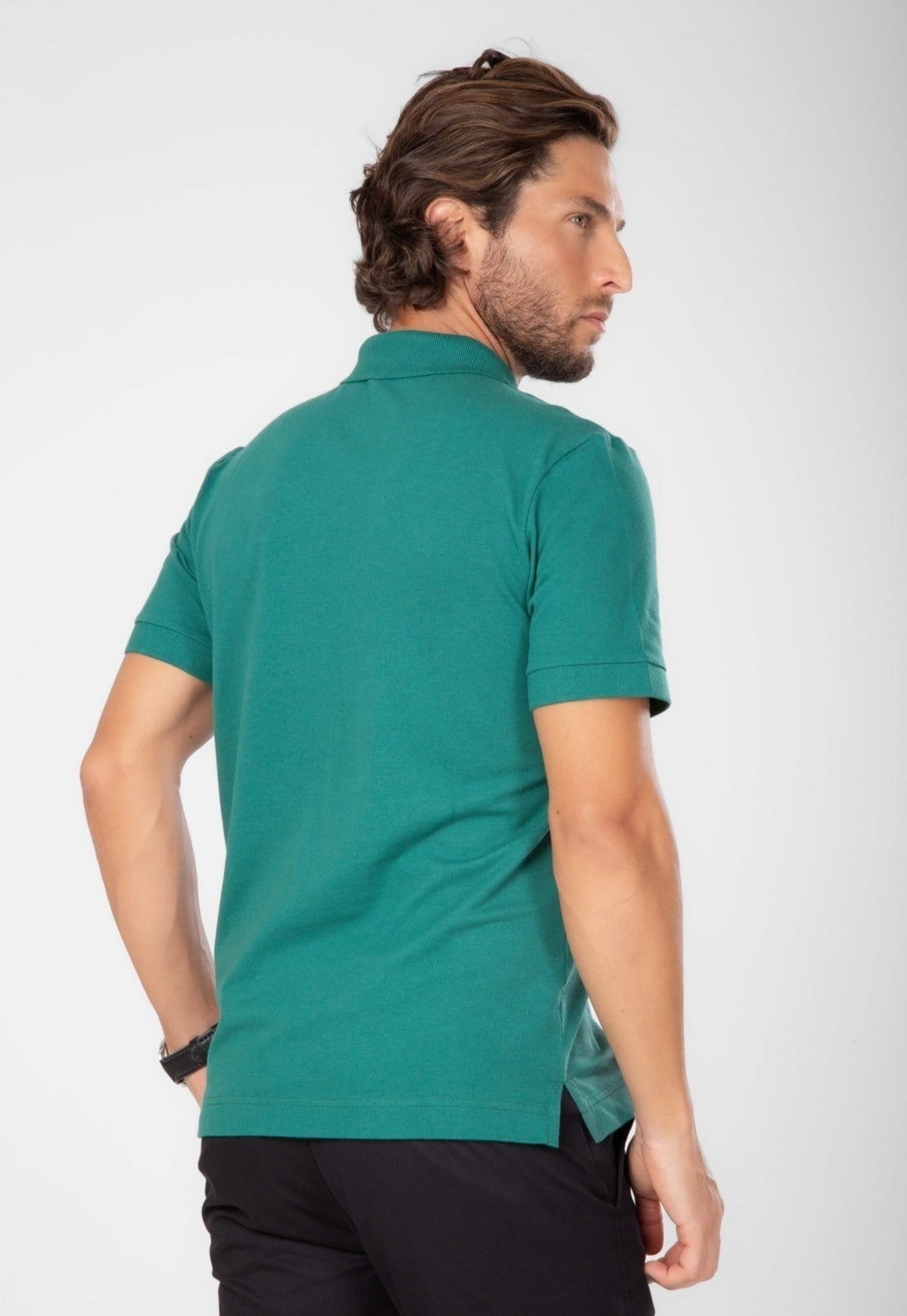 Vista 2 Polo Traymon Piquet Slim Com Elastano Traymon verde