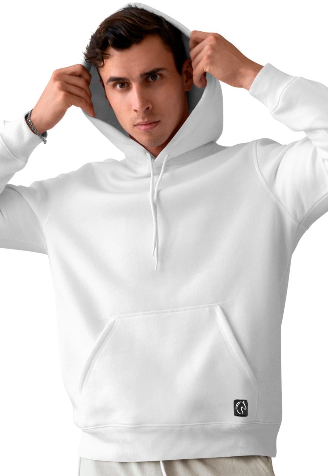 Vista 2 Blusa De Frio Masculina W2 Moletom Liso Com Capuz e Bolso Canguru Felpado W2 STORE azul/azul marinho/bege/branco/cinza/preto/rosa
