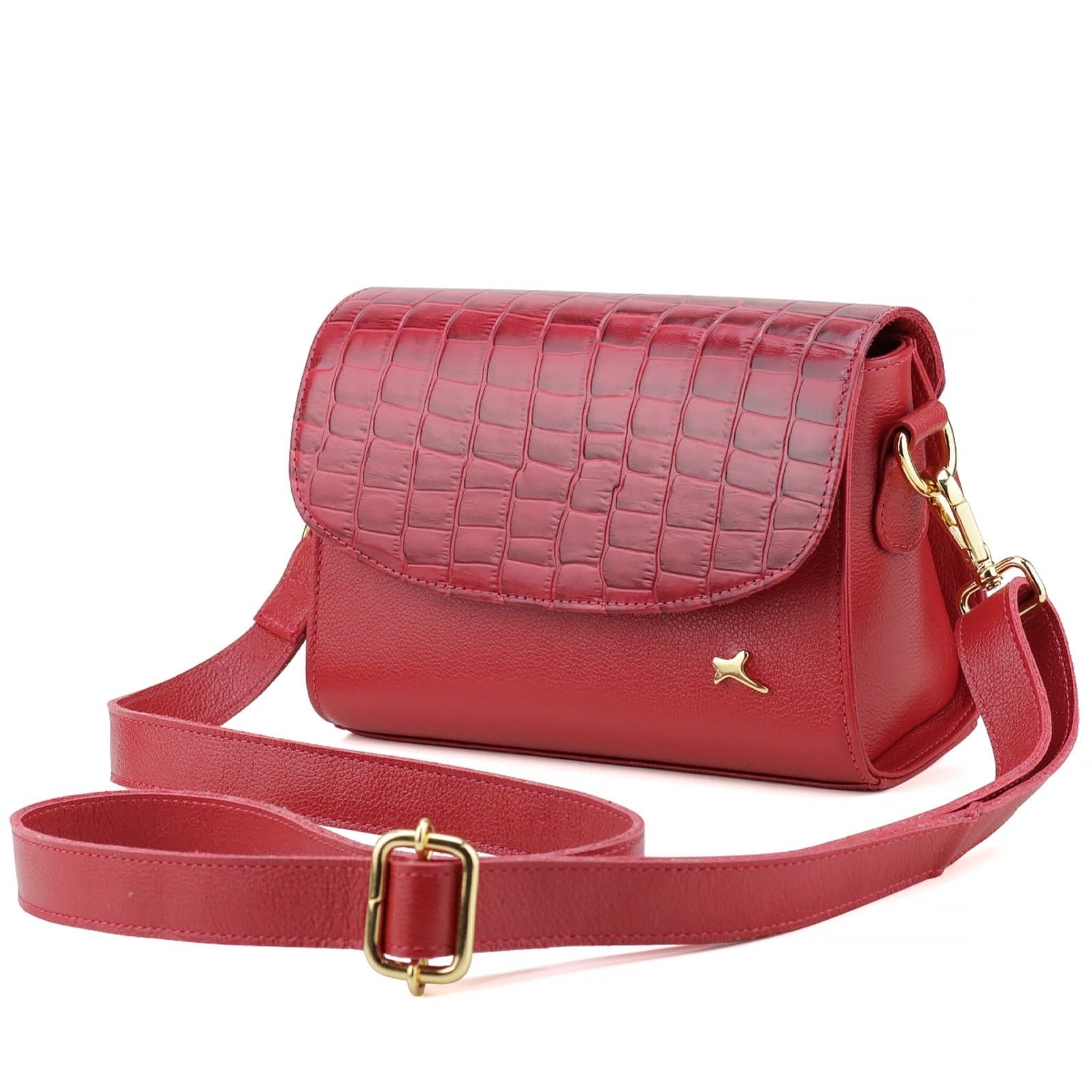 Vista 2 Bolsa Tiracolo Mr. Gutt Transversal Couro Vermelha Mr. Gutt bordô/vermelho