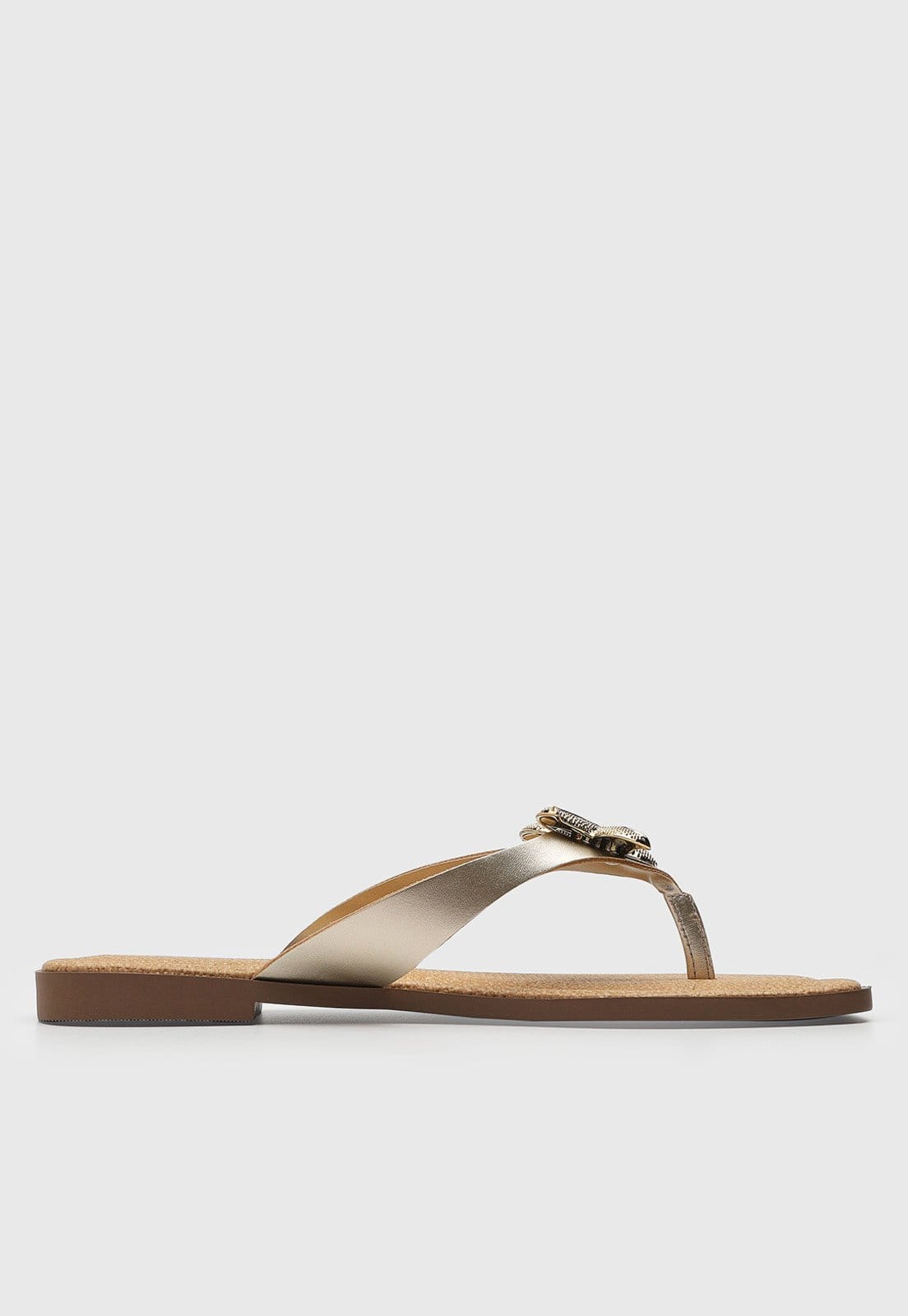 Vista 2 Rasteira Feminina VIA UNO Adorno Dourada VIA UNO dourado