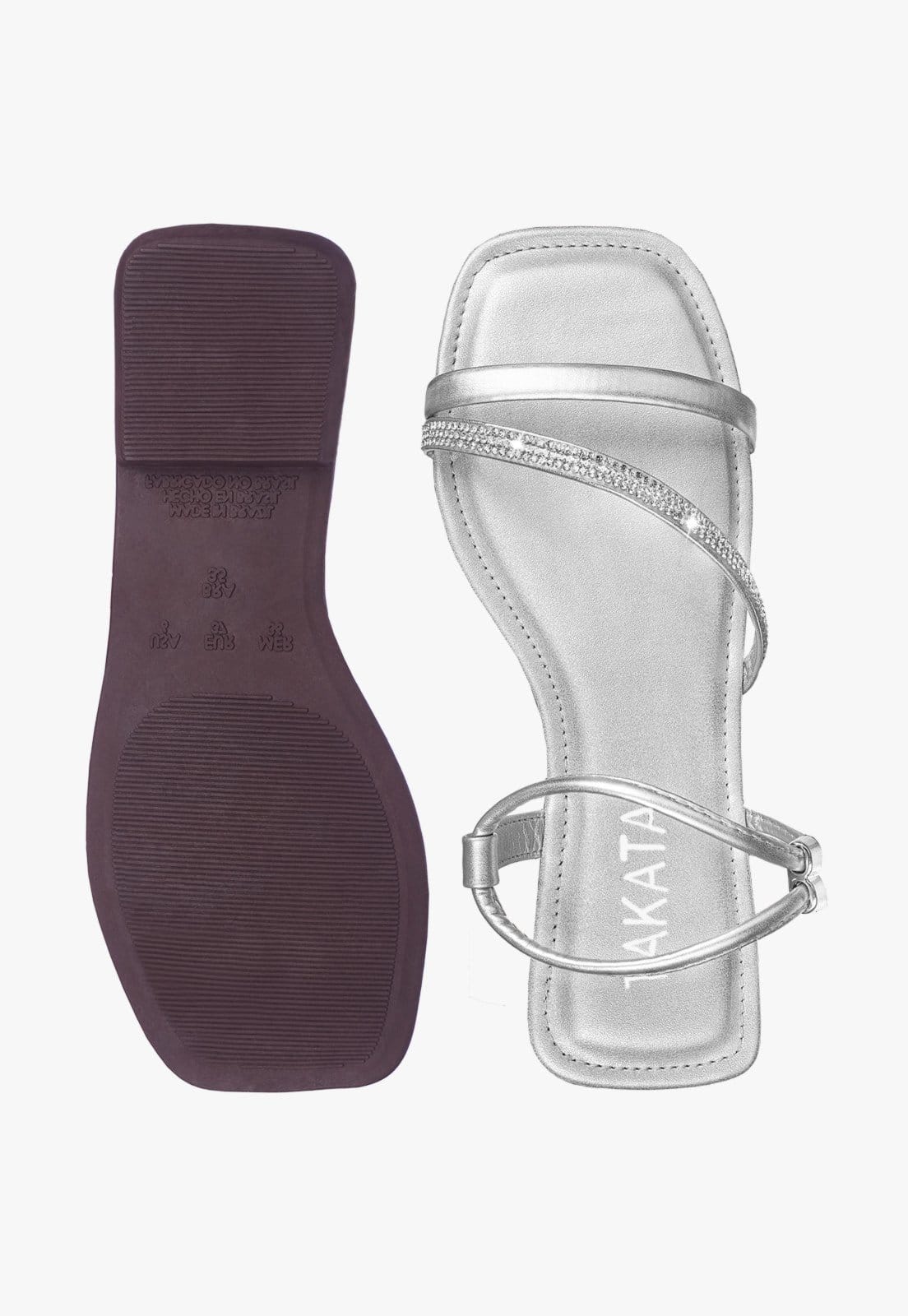 Vista 2 Sandália Rasteira Feminina Flat Tira Cristal com Strass Brilho Moda Verão Ortopédica Confortável TAKATA BY RAFAEL TAKATA prata