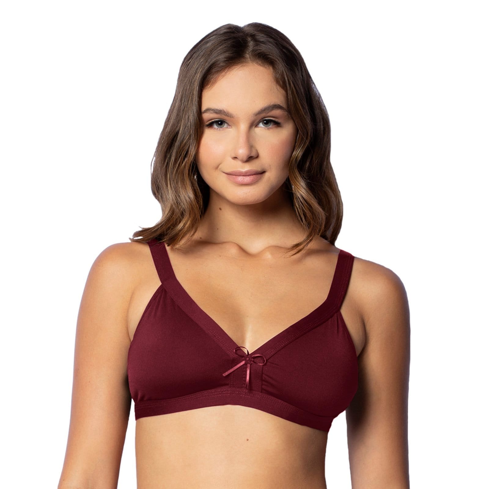 Sutiã Gabi Lingerie Feminino Sem Bojo Liso Confortável Microfibra Básico Poliamida Rubro