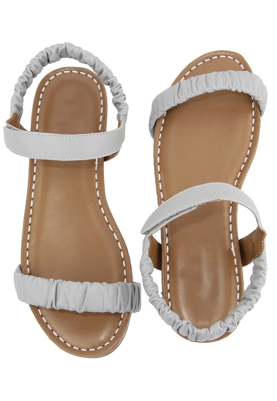 Vista 2 Sandália Rasteira Confort Couro Retta Grigio Retta Shoes azul grigio