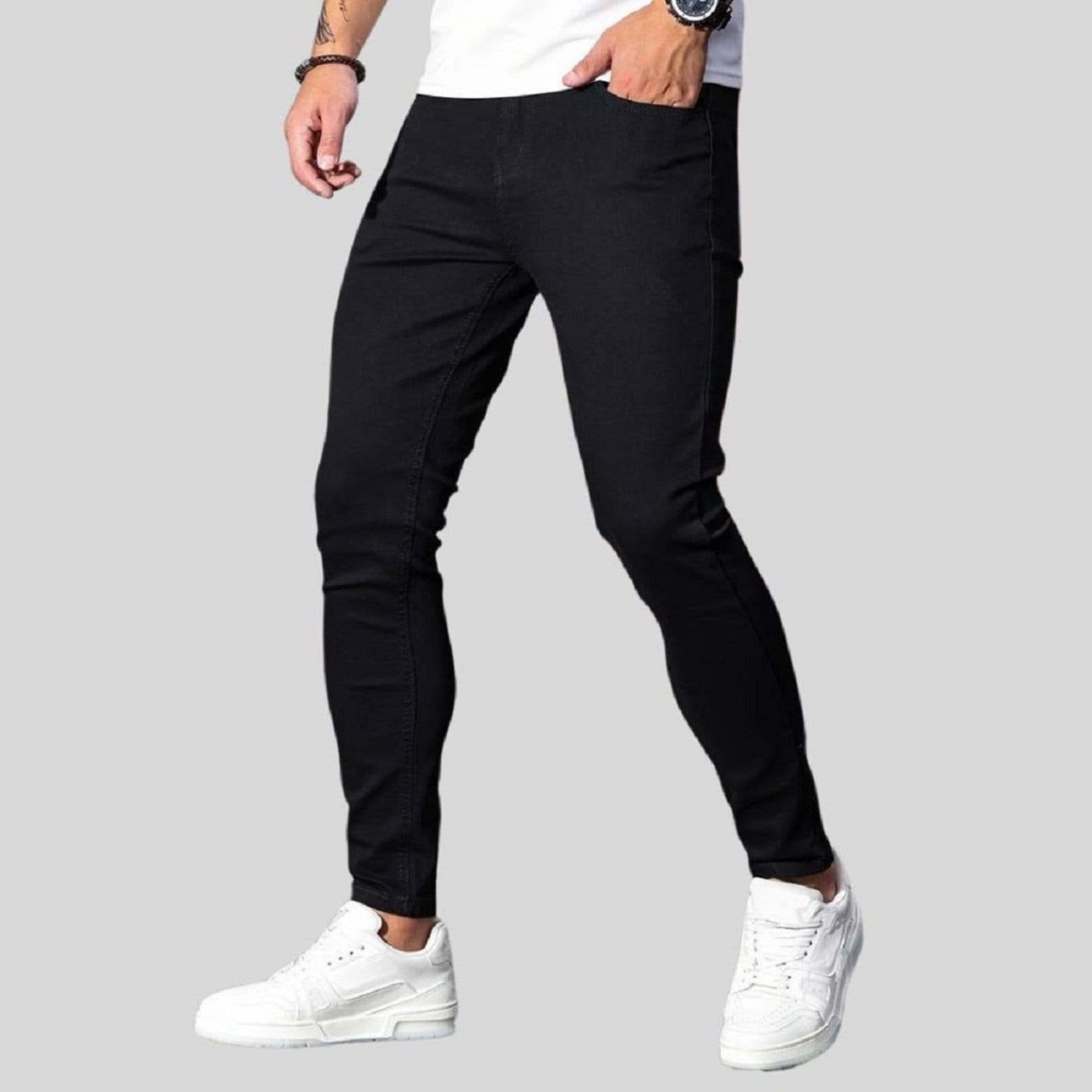 Calça Jeans Masculina Preta Skinny Premium com Elastano e Costura Reforçada Preta