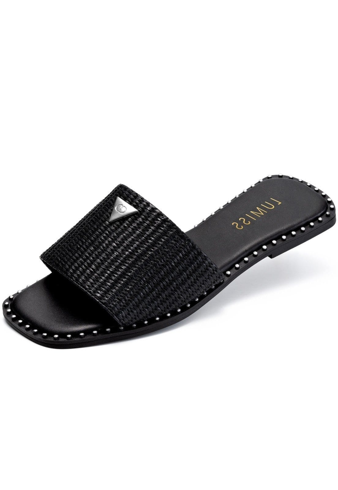 Sandália Rasteira Feminina Lumiss Confortável Bico Quadrado Juta