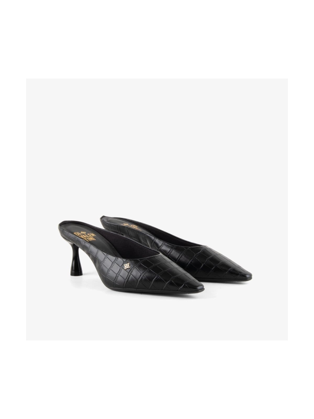 Vista 2 Tamanco Di Valentini Thali Croco Di Valentini preto