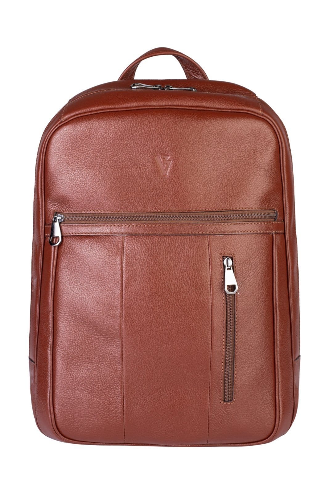 Vista principal Mochila Vira Vento Masculina Em Couro Para Notebook Murilo - Pinhão Vira Vento café