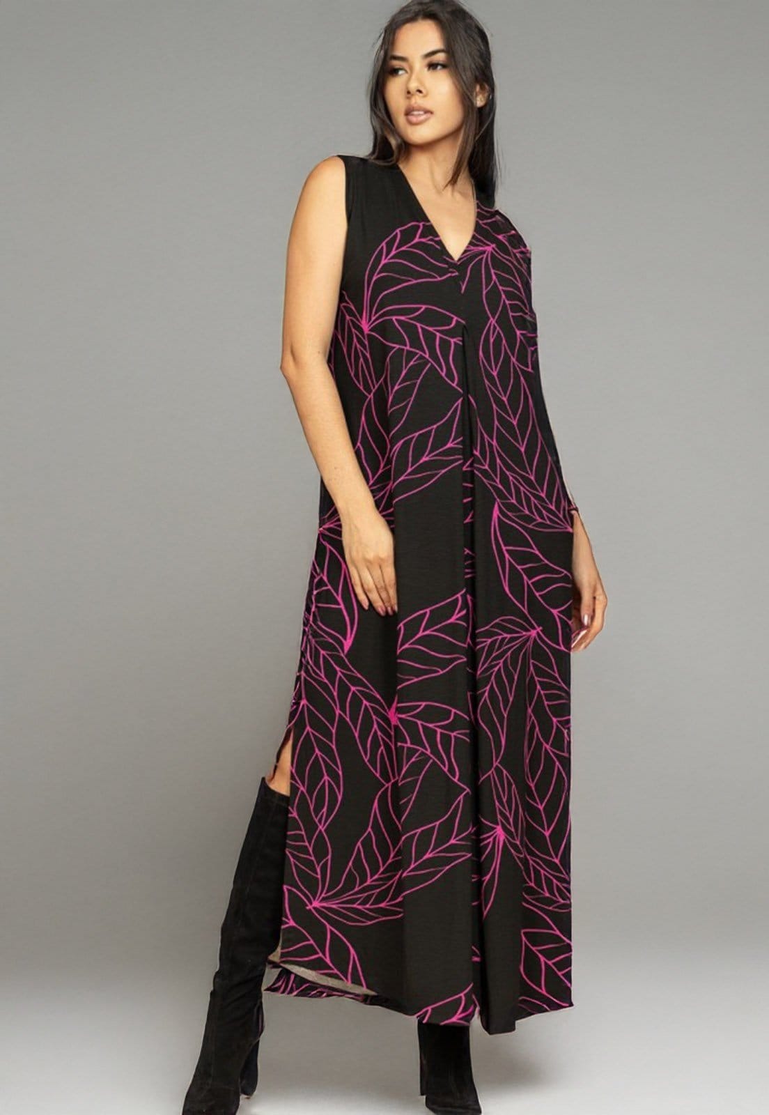 Vestido Cabanafree Longo Acará Malha Estampa Antúrios