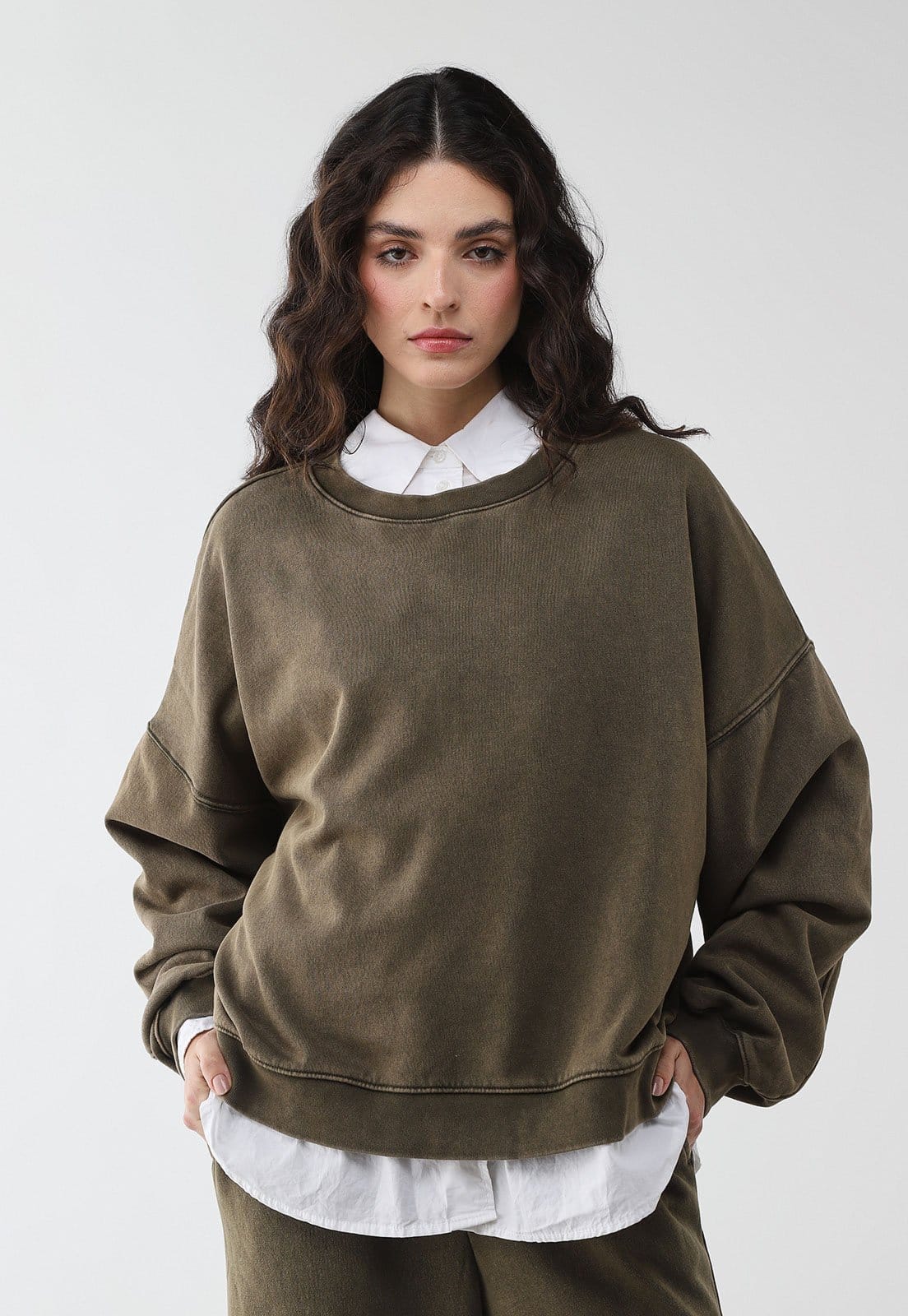 Blusa de Moletom Feminina GAP Oversized Musgo