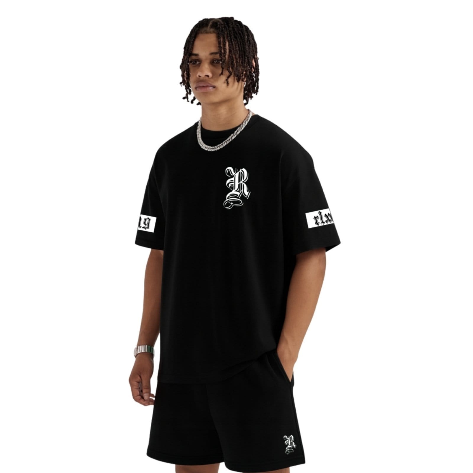 Conjunto Camiseta Oversized e Bermuda Moletinho Estampado Rlxd 2019