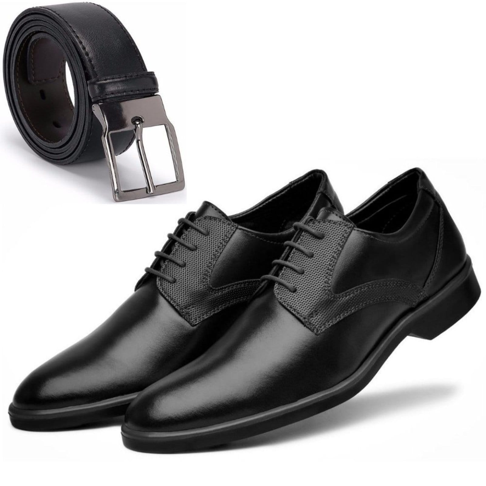 Kit Sapato Social Casual Oxford com Cadarço + Cinto Social Dupla Face