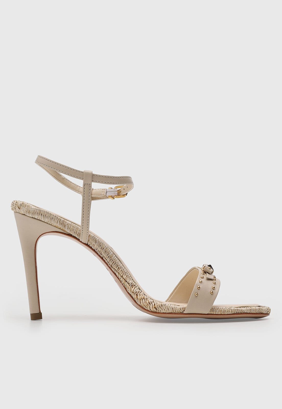 Vista 2 Sandália Feminina Vicenza Salto Alto Pedrarias Bege Vicenza nude