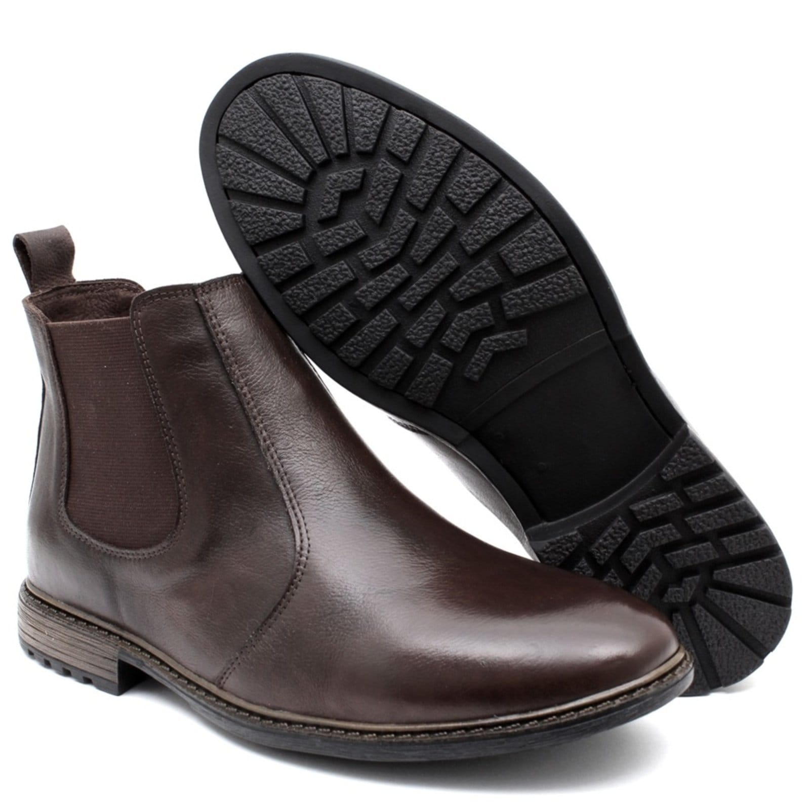 Vista 2 Bota Botina Chelsea Tellini Store em Couro TELLINI STORE café