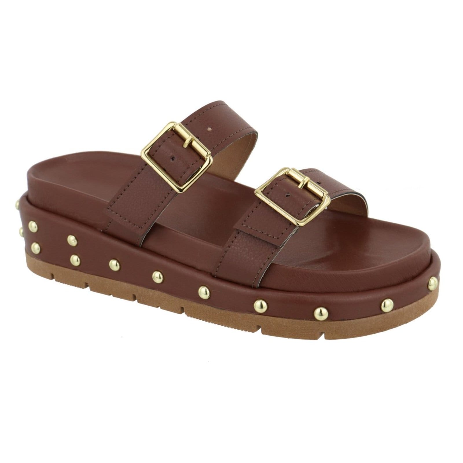 Sandália Papete Feminina Sola Alta Fivelas