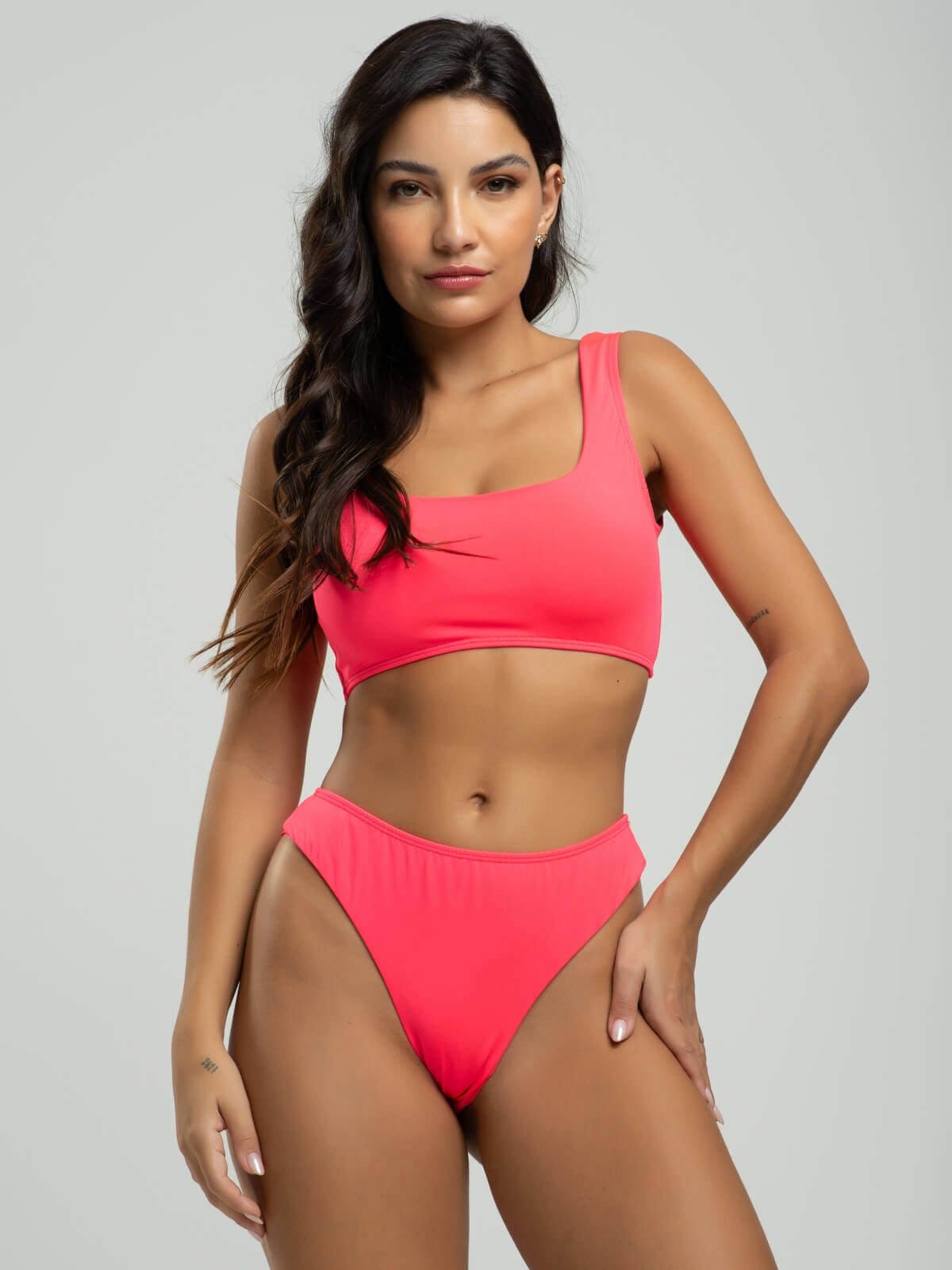 Biquini Regata Calcinha Fio Duplo Bojo Removivel Proteção Uv 50+ Vicbela Rosa