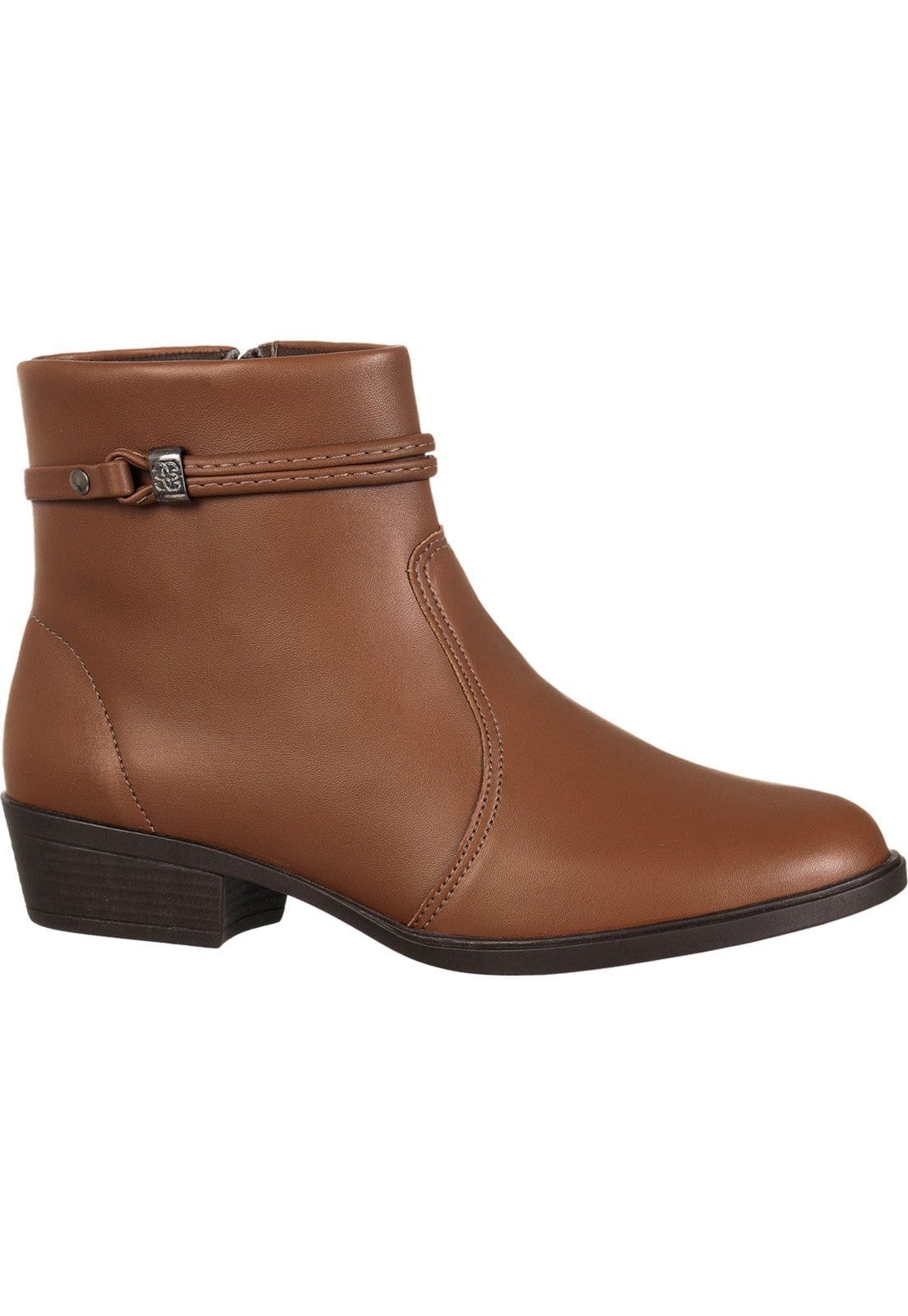 Bota Feminina Bico Redondo Gigil Salto Baixo Zíper