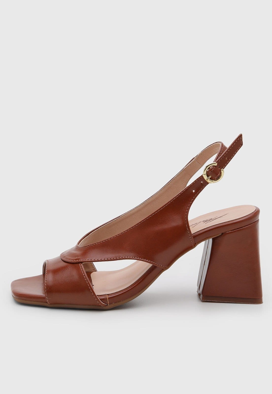 Sandália Salto Geométrico Feminina Atalia Shoes Madrid New Whisky Tiras Atravessadas Slingback Tendência 2026