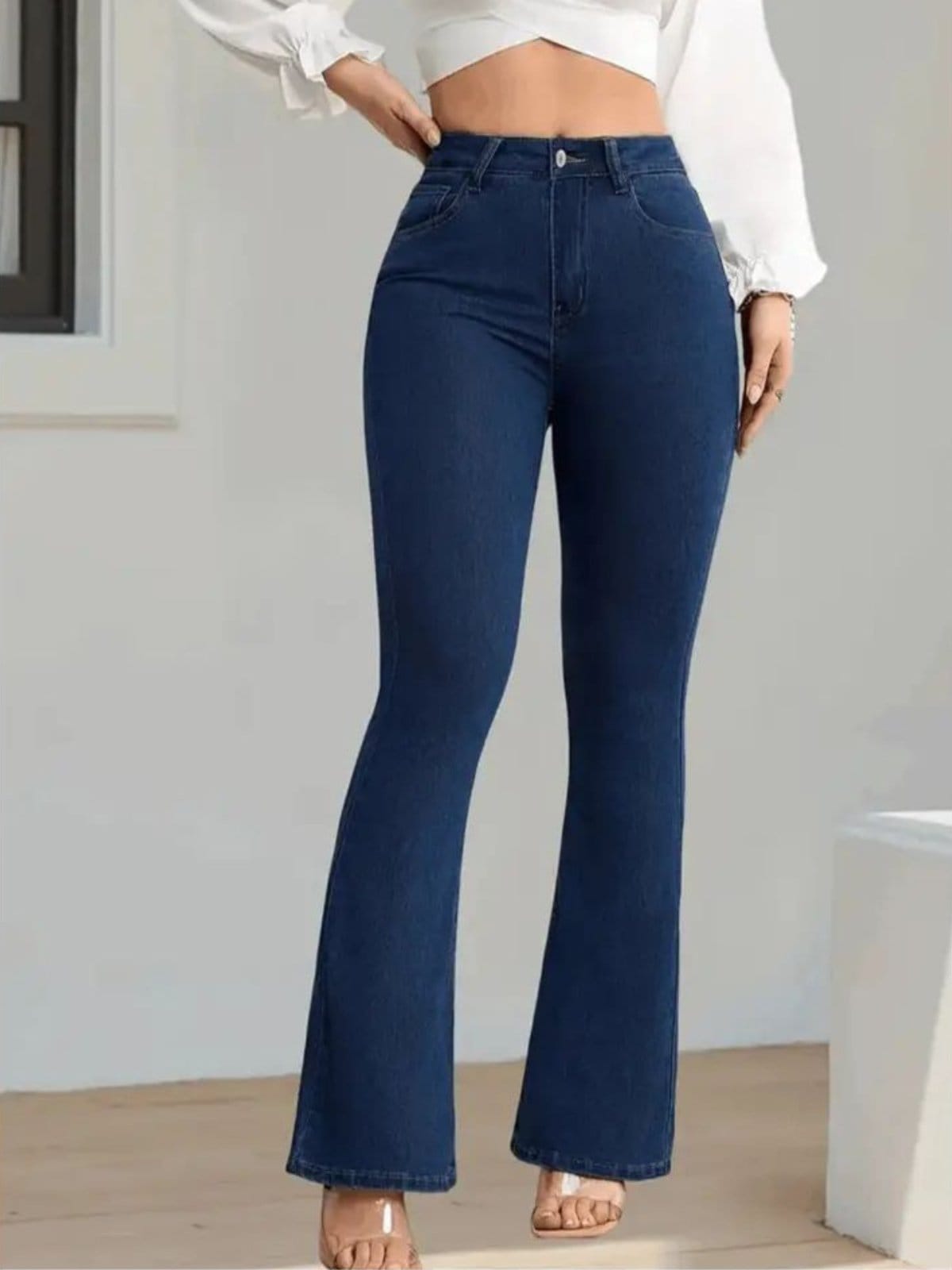 Calça Jeans Kovali Fashion Store Flare Escura Caimento Impecável e Tecido Premium
