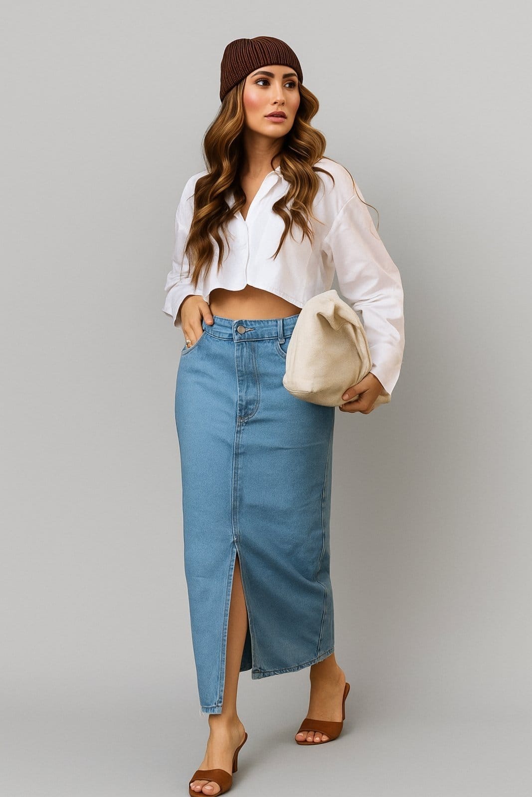 Vista principal Saia Jeans D Bell Outlet Fahion Midi Clara D BELL OUTLET FASHION azul