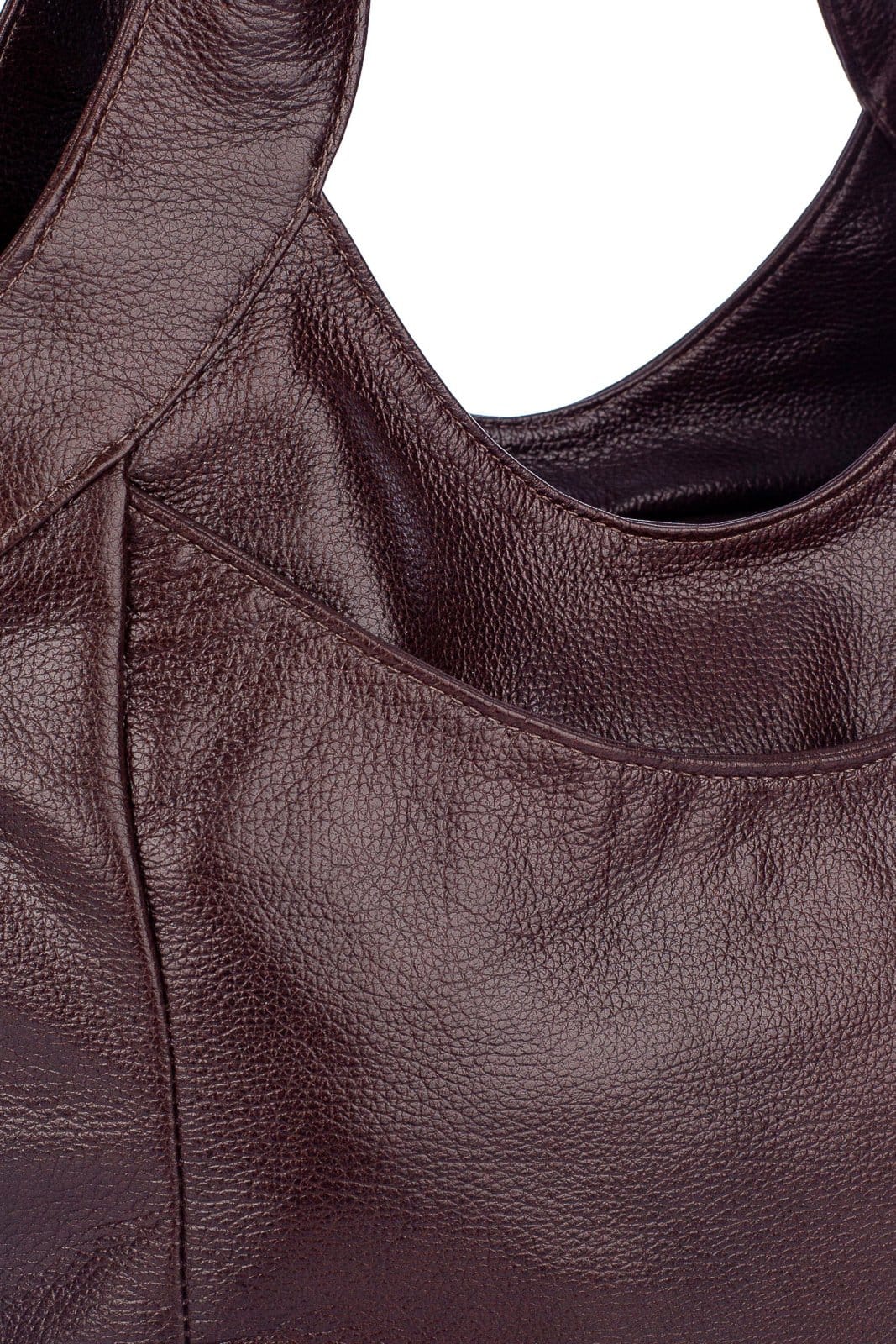 Vista 2 Bolsa Andrea Vinci Saco Grande De Couro Liso Cíntia - Café Andrea Vinci vermelho