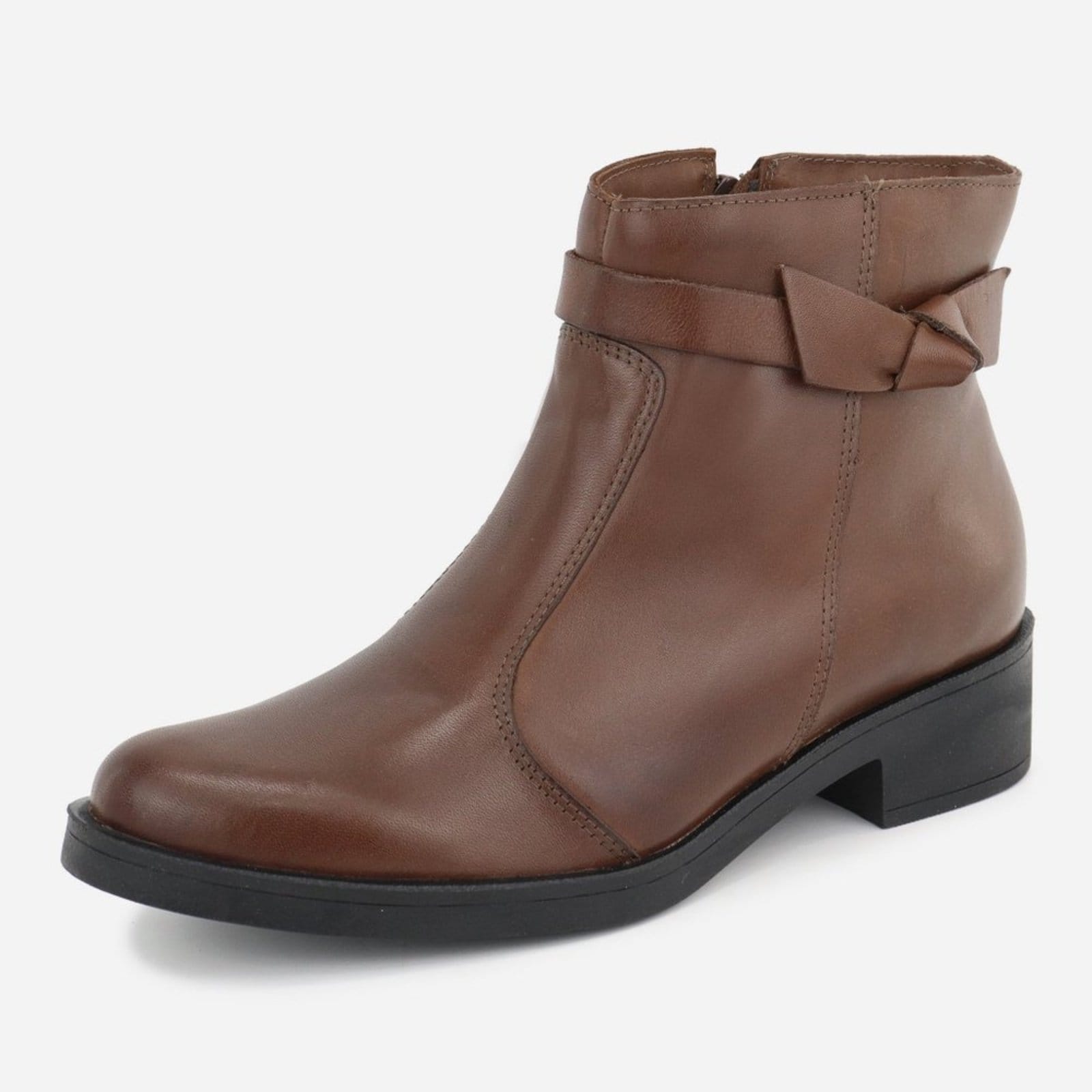 Bota Maria Paua Store Feminina Couro Cano Curto Detalhe Nó Casual Dia A Dia