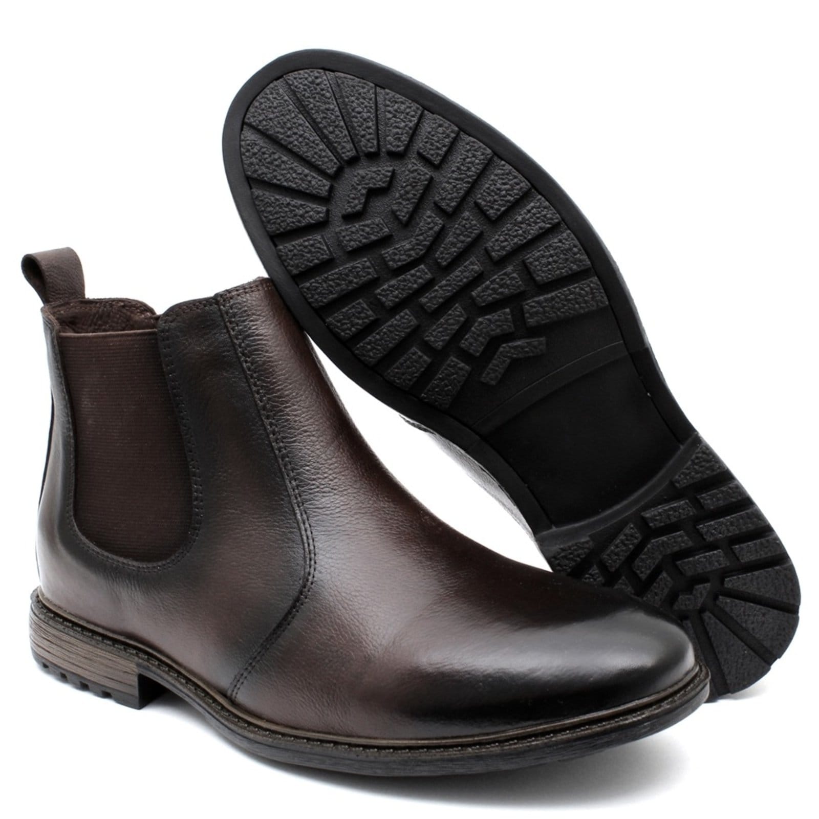Vista 2 Bota Botina Chelsea Tellini Store em Couro Fumex TELLINI STORE café/marrom