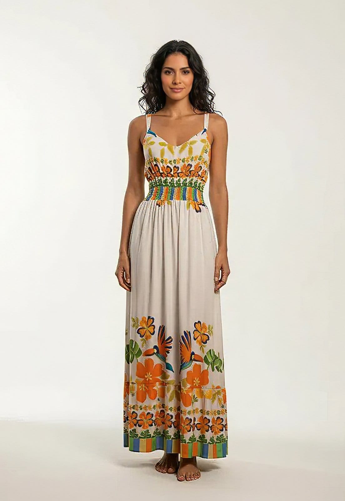 Vestido CabanaFree Midi Plus Viscose Alça Média Asas do Brasil oFF