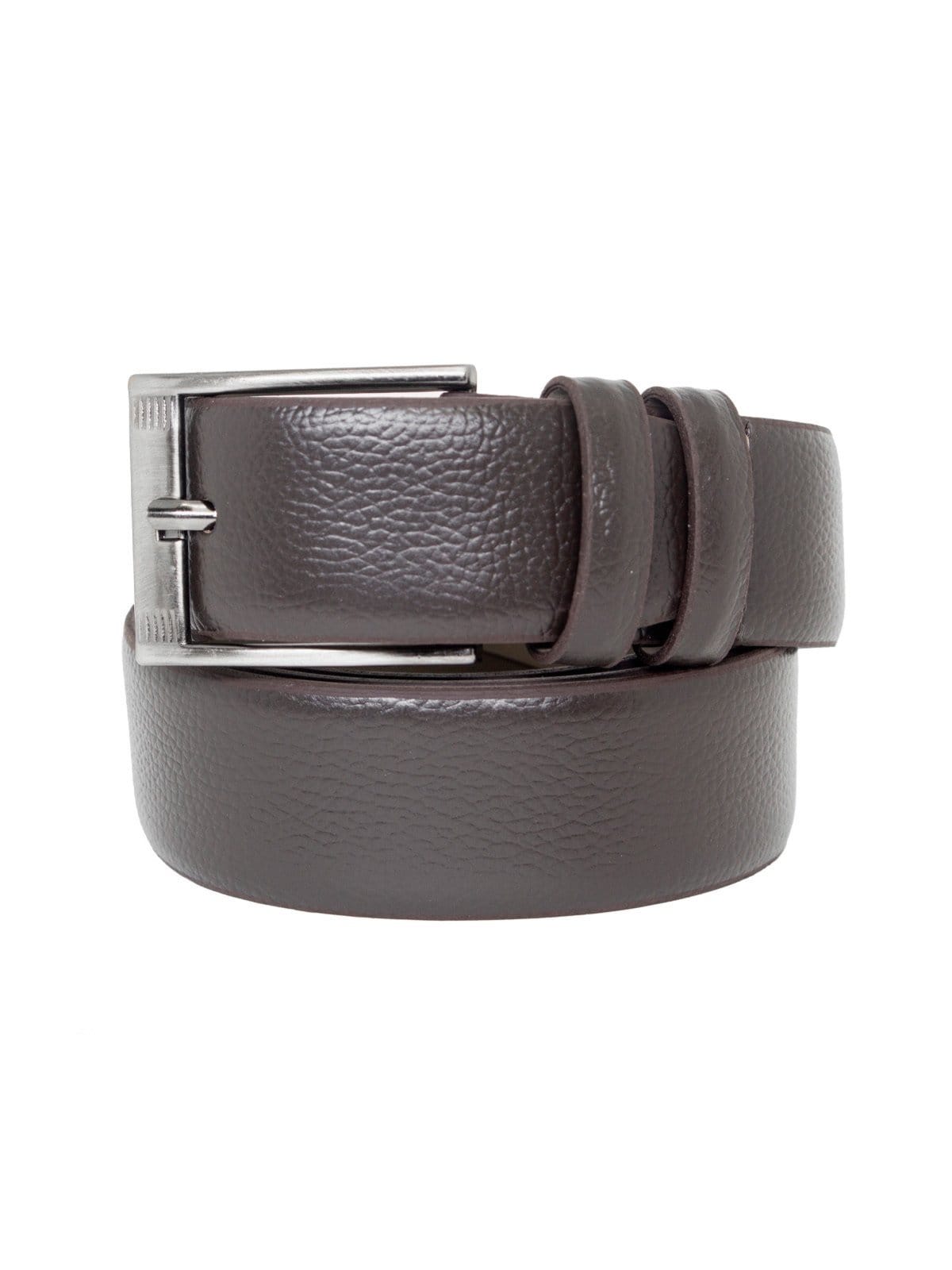 Cinto Masculino Fasolo Estreito Social Couro Floater Confortável Café Fivela Prata - 2