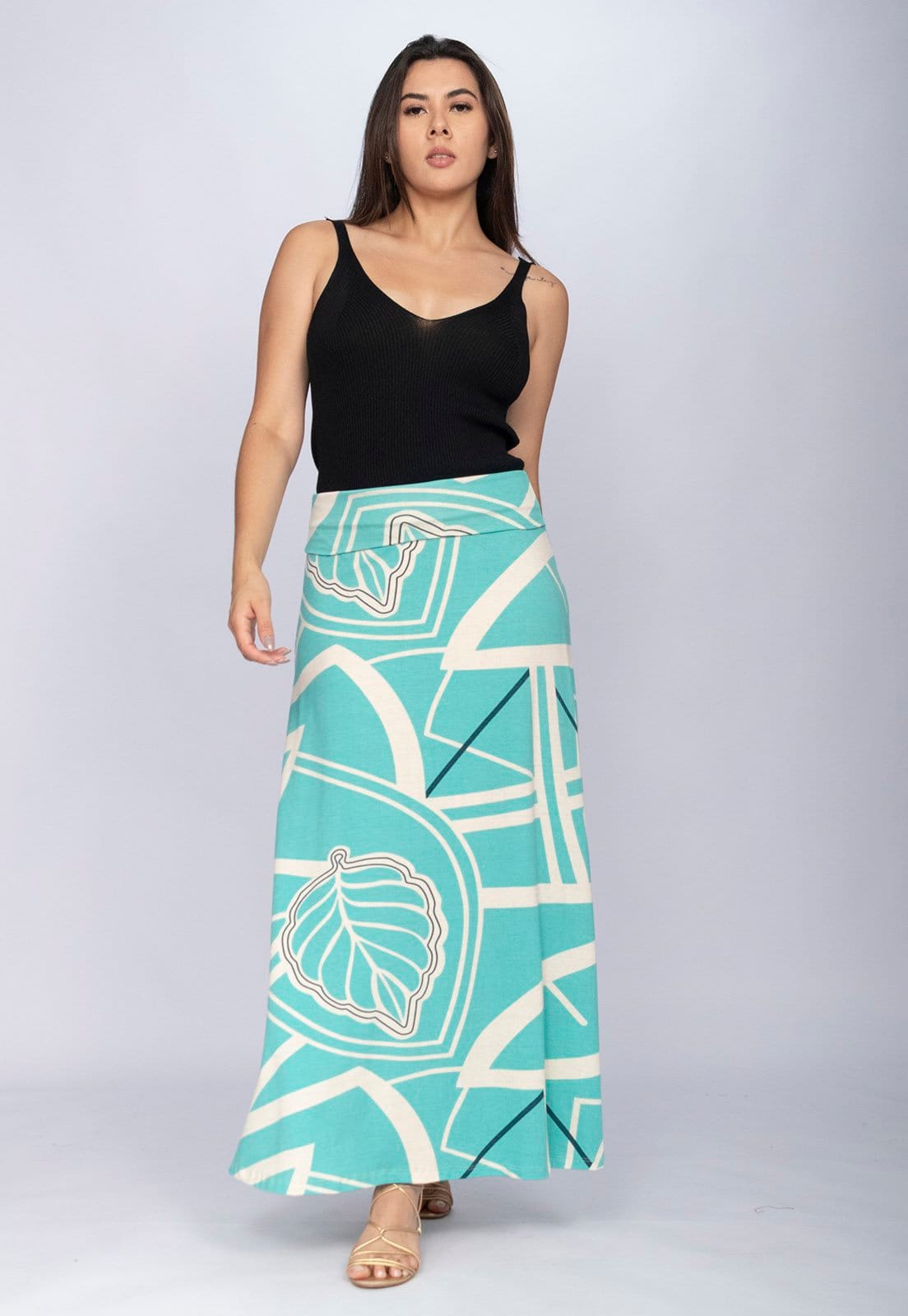 Saia CabanaFree Longa Malha SAZ Estampa Aqua Flora