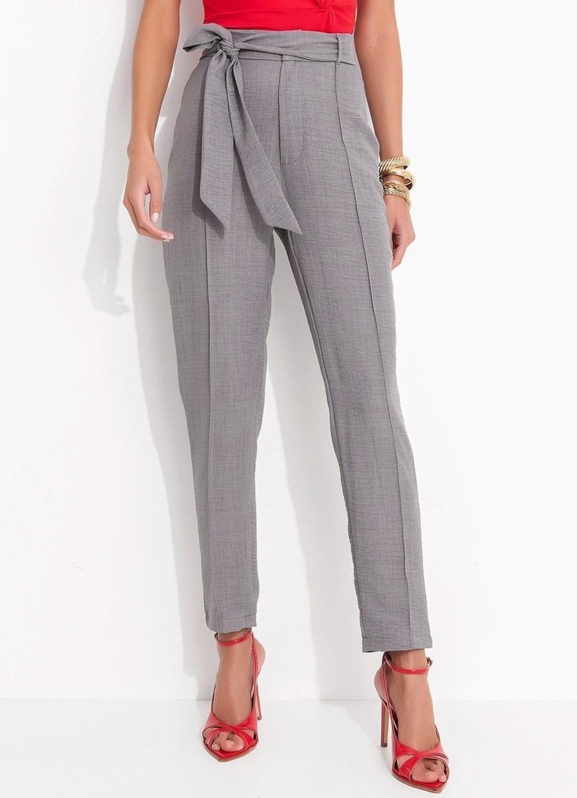 Calça Em Tecido Texturizado