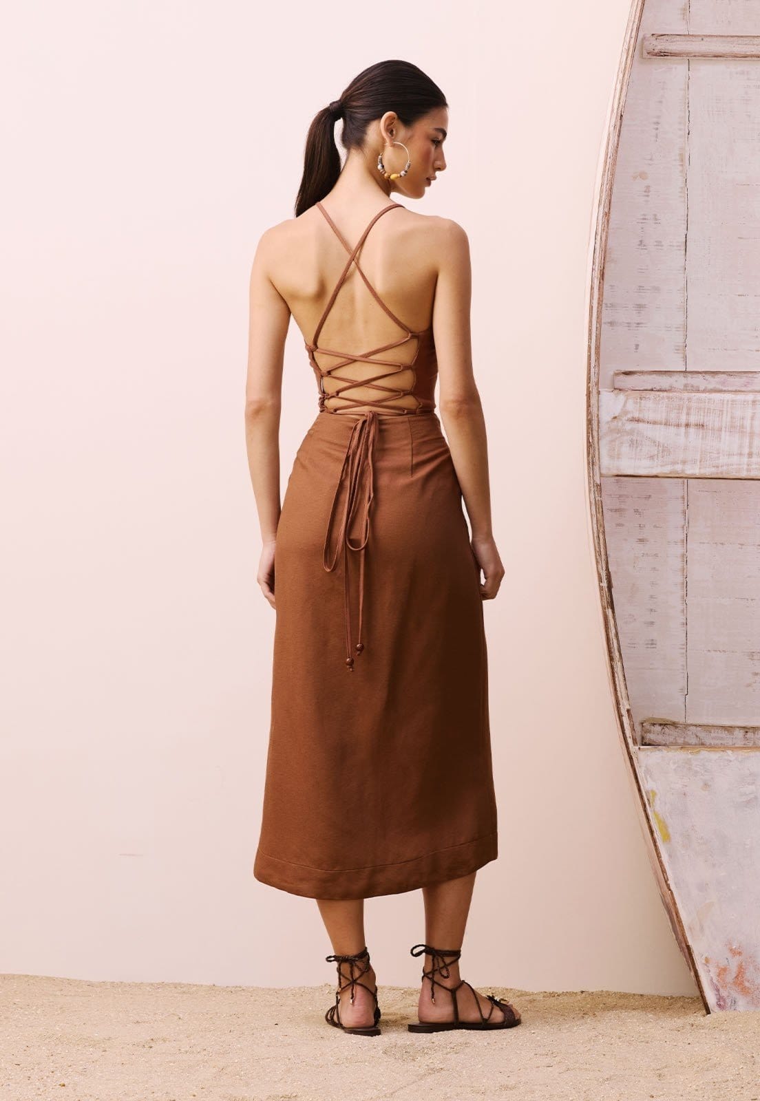 Vista 2 Saia Transpassada Coqueiro CaCay marrom