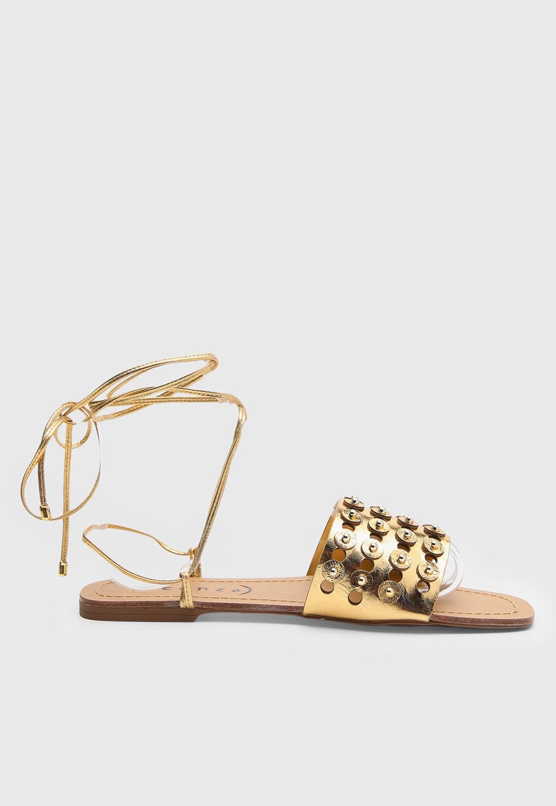 Vista 2 Rasteira Feminina Vicenza Metalizada Tachas Dourada Vicenza dourado