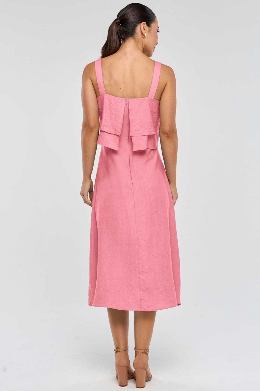 Vestido Midi PKS Alças Viscose Rosê